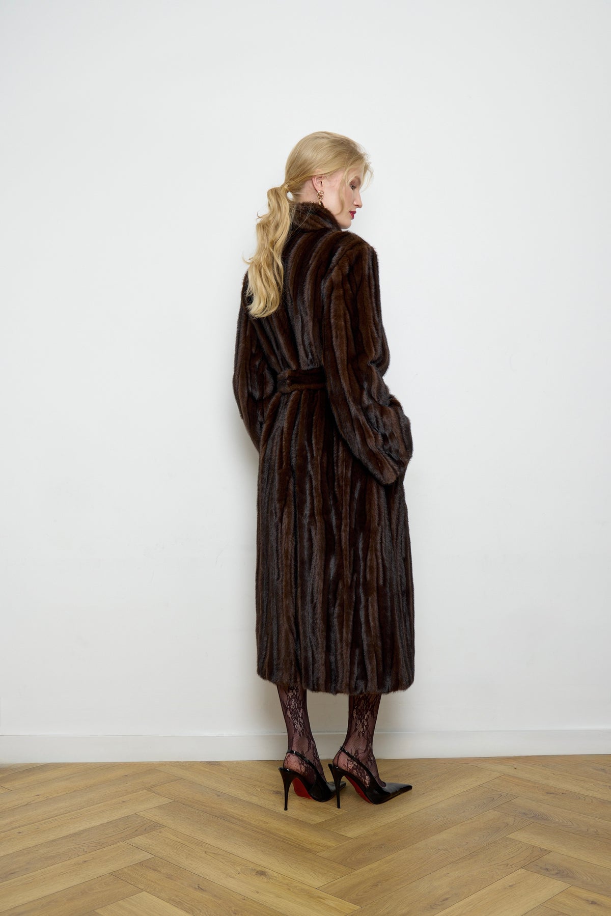 Francesca Patchwork Faux Mink Fur Coat
