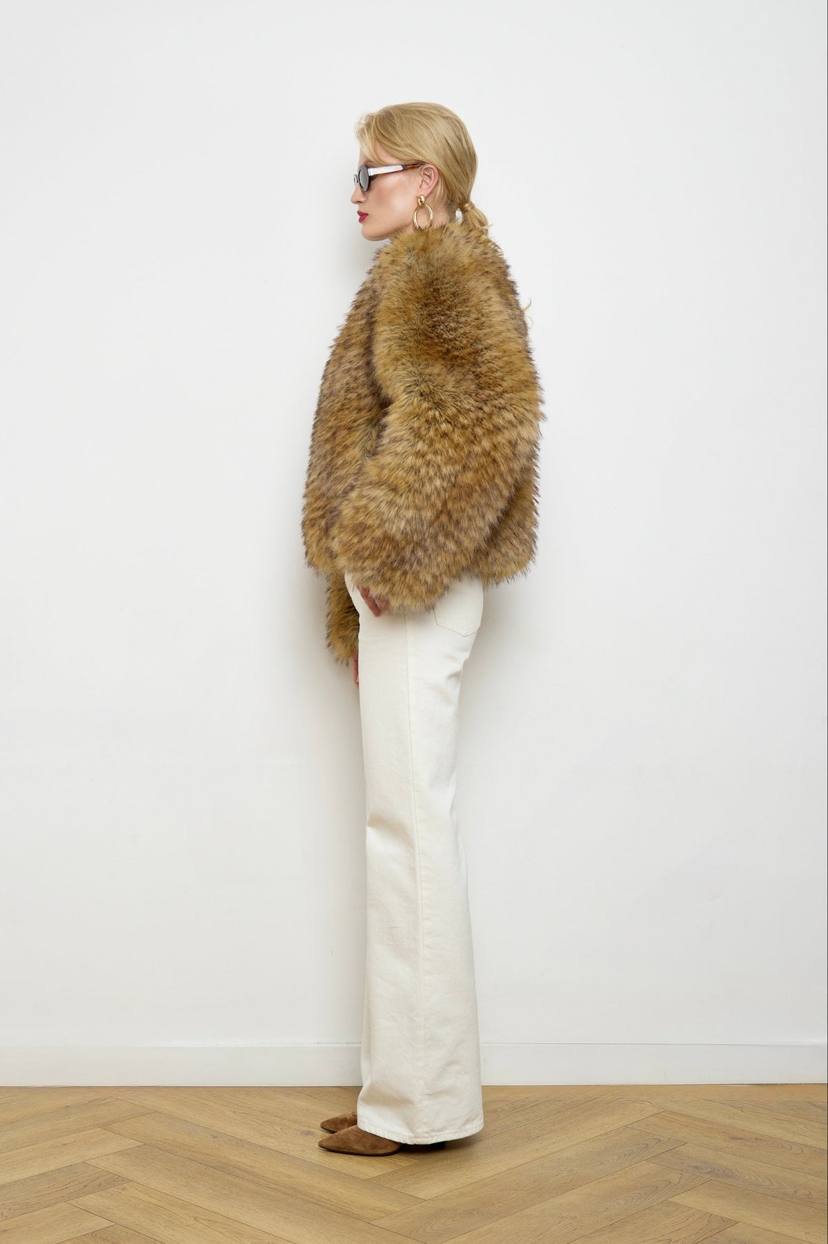 Gilda Brown Raccoon Faux Fur Bomber