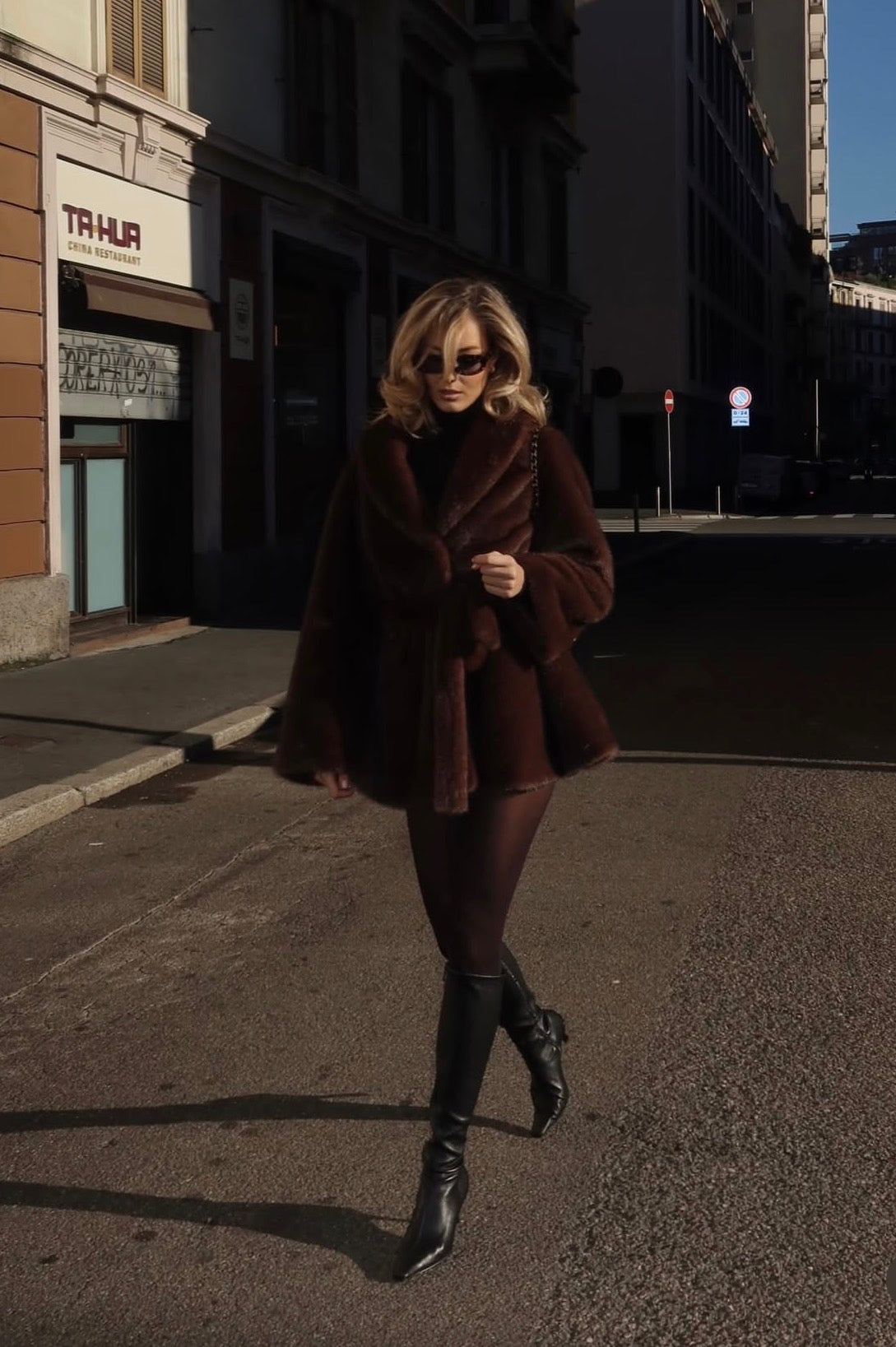 Eva Faux Mink Brown Fur Coat