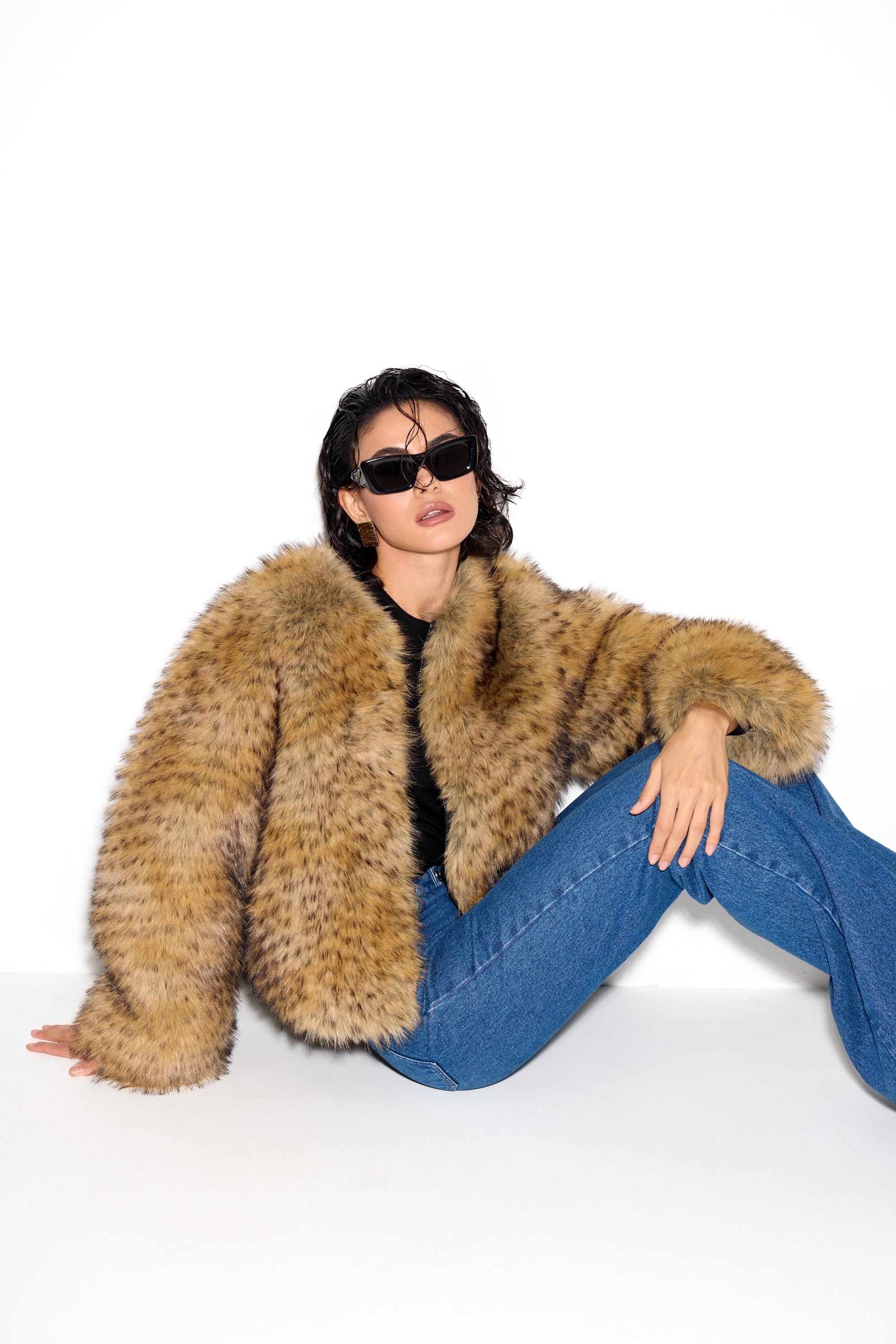 Gilda Brown Raccoon Faux Fur Bomber
