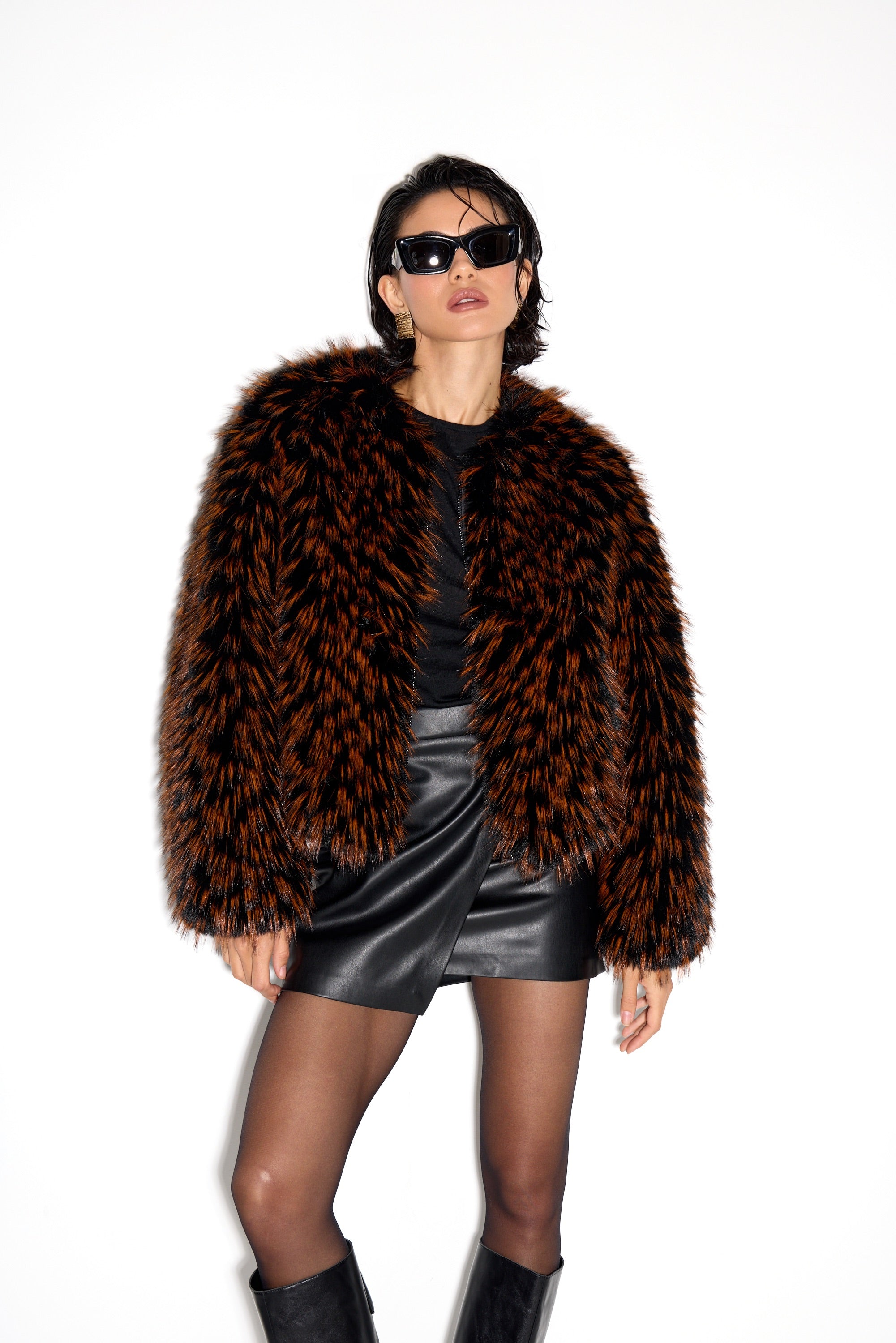 Gilda Bronze Raccoon Faux Fur Bomber