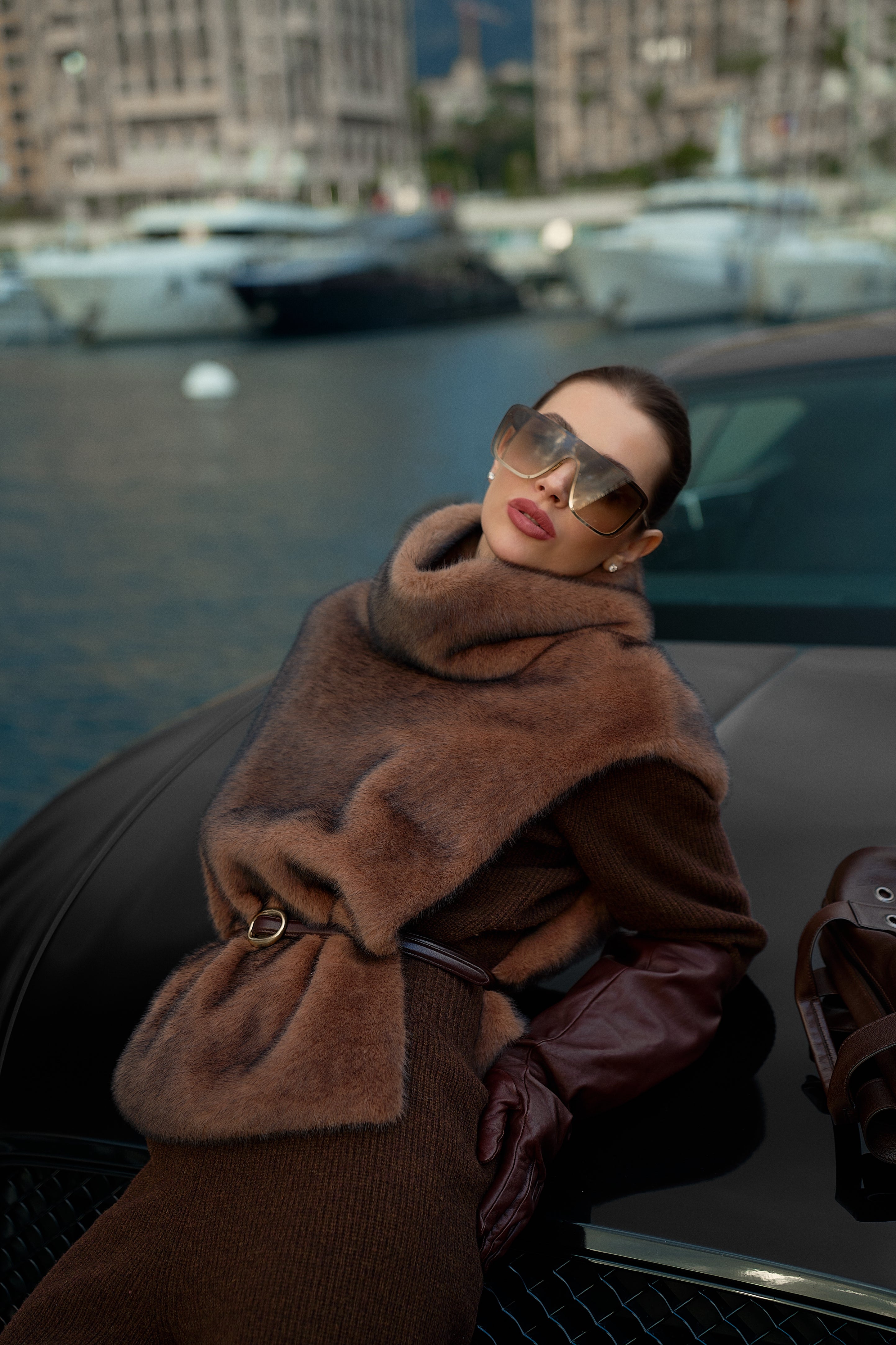 Faux Mink Fur Brown Dickey