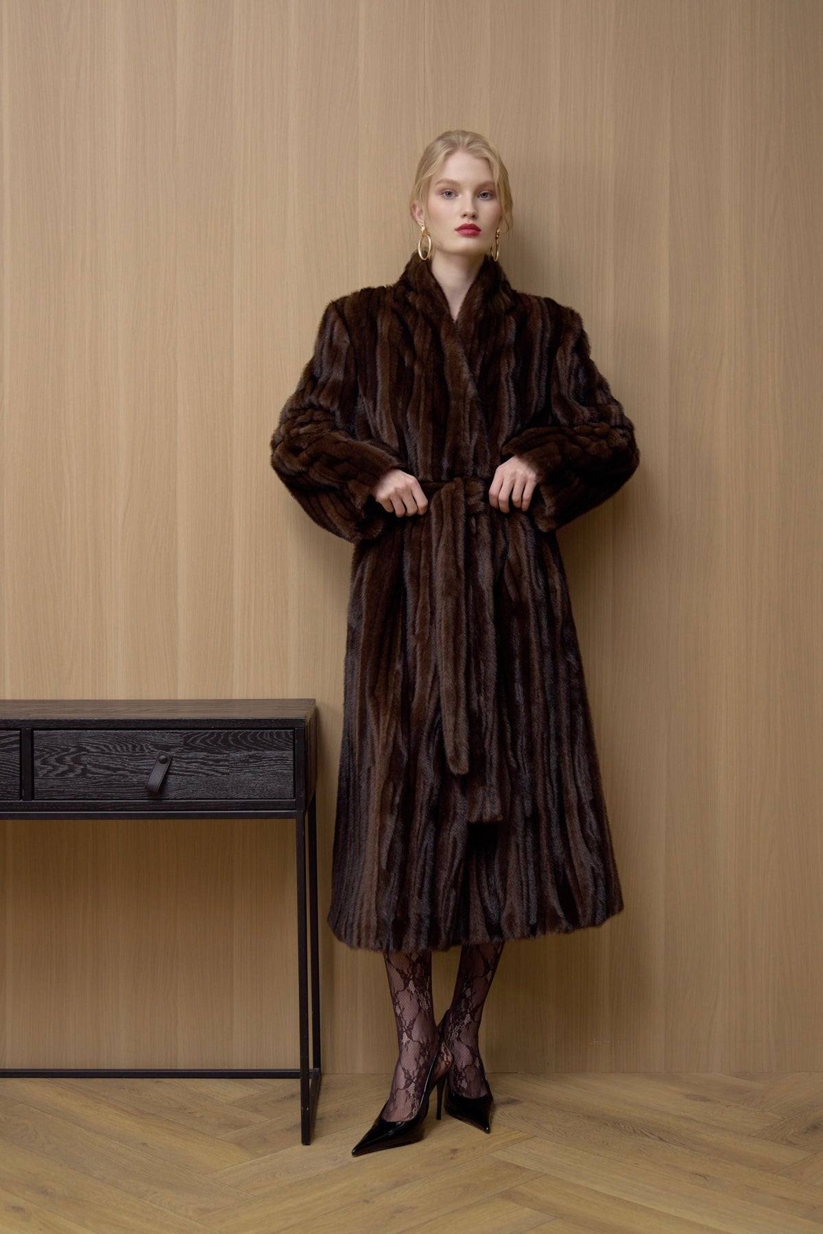Francesca Patchwork Faux Mink Fur Coat