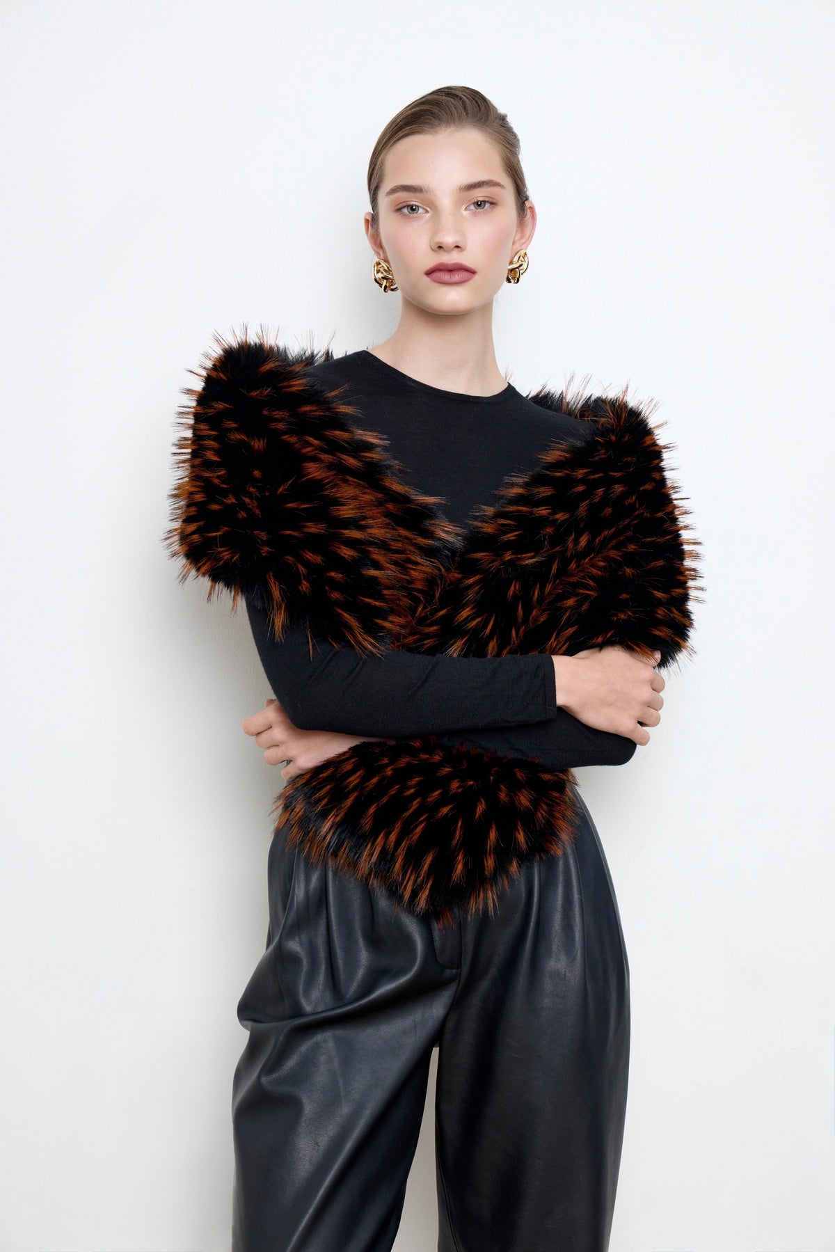 Faux Raccoon Fur Bronze Scarf