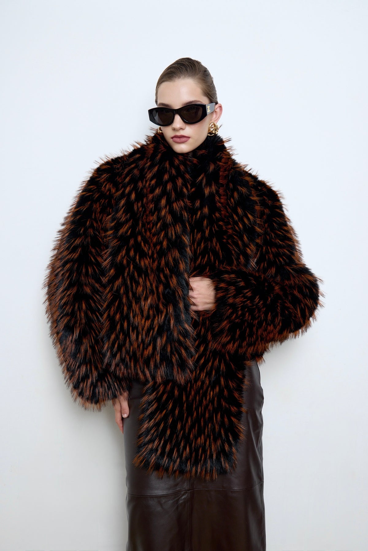 Faux Raccoon Fur Bronze Scarf