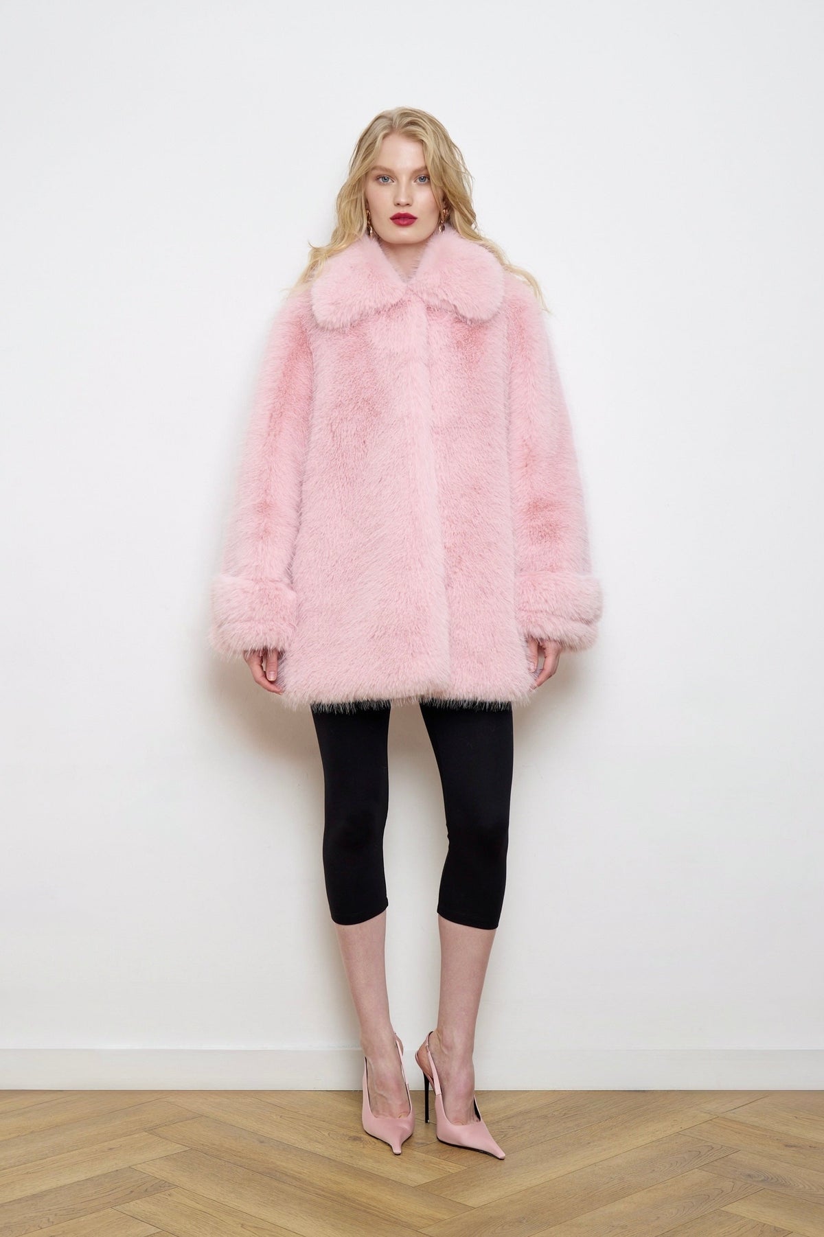 Leonor Snow Hare Faux Fur Coat