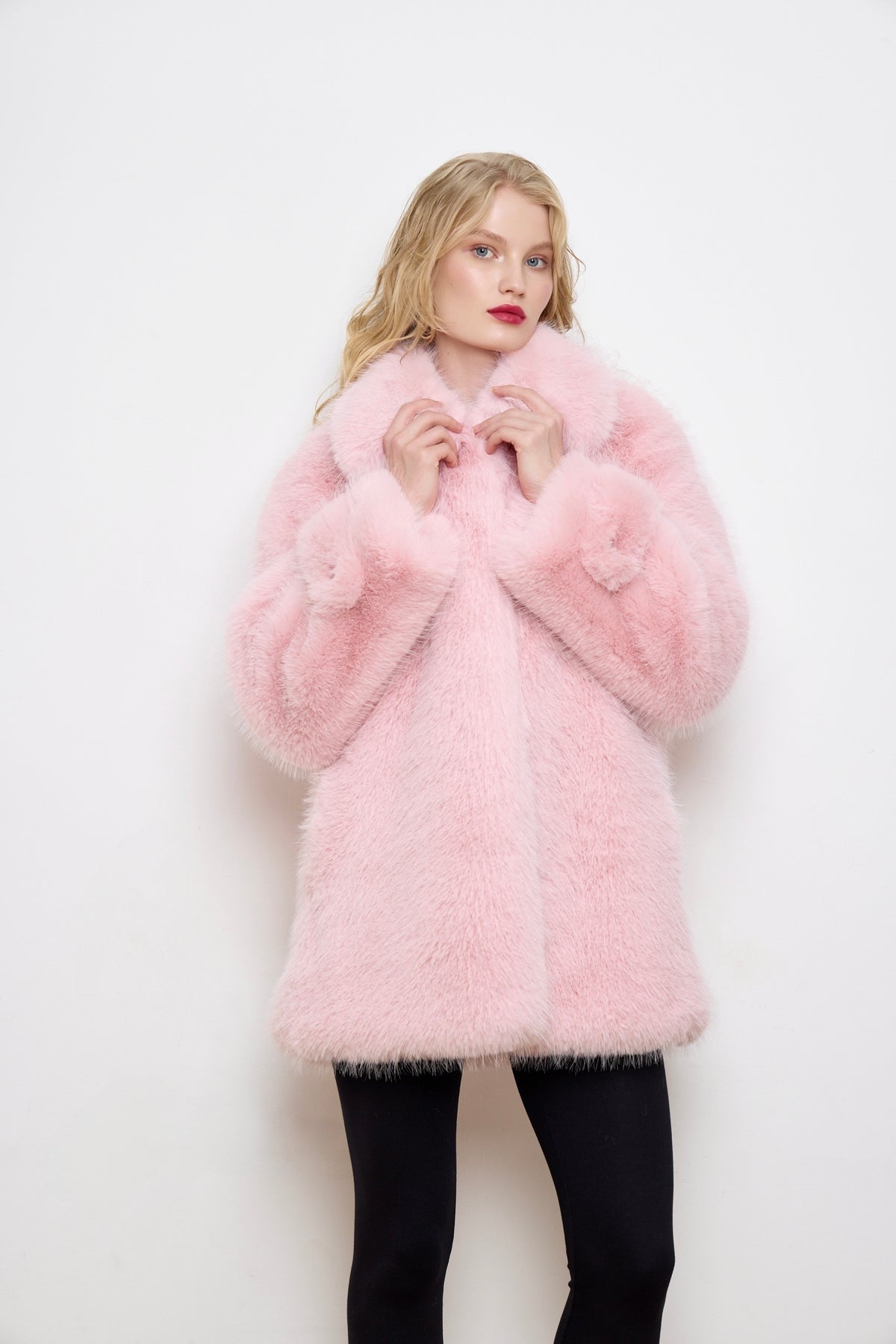 Leonor Snow Hare Faux Fur Coat
