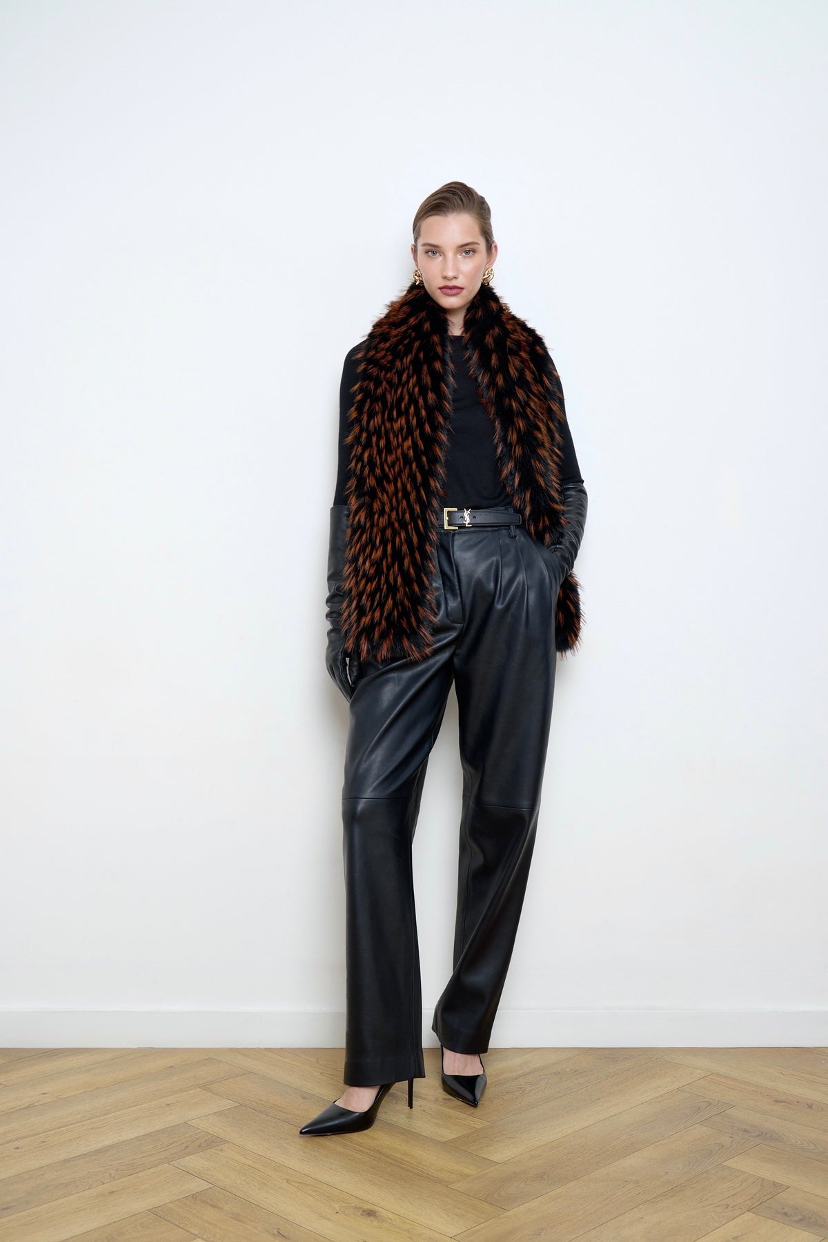 Faux Raccoon Fur Bronze Scarf