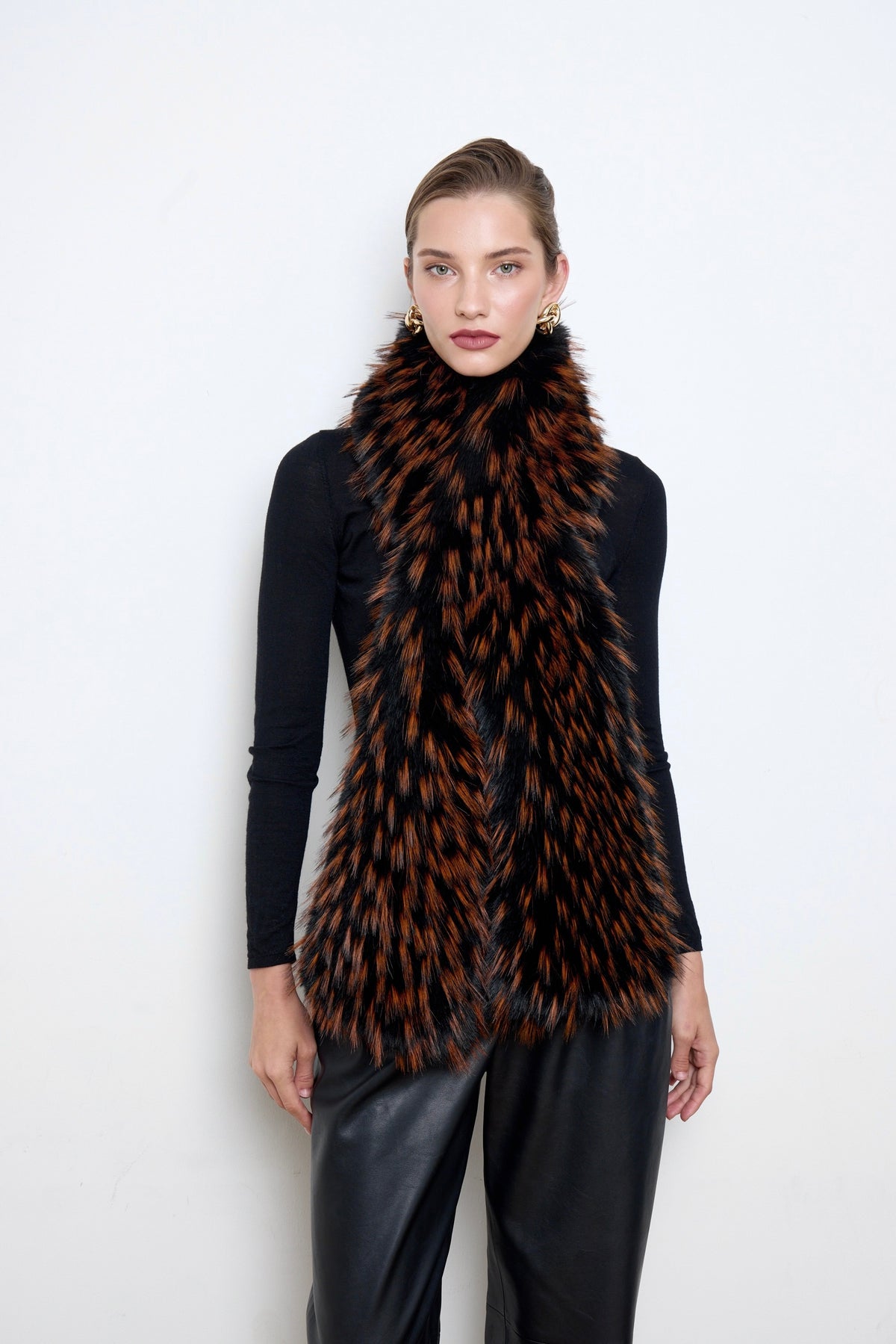 Faux Raccoon Fur Bronze Scarf