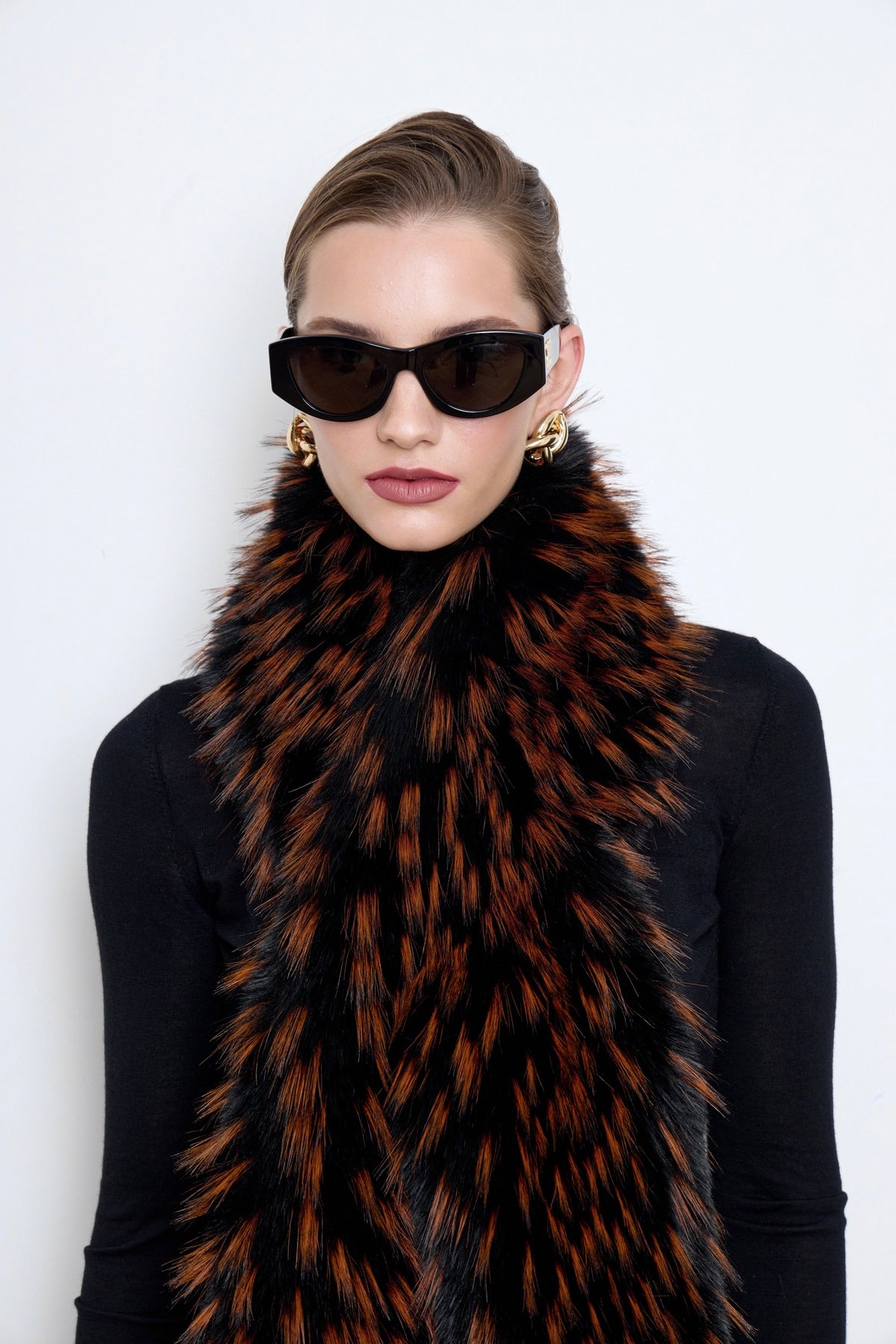 Faux Raccoon Fur Bronze Scarf