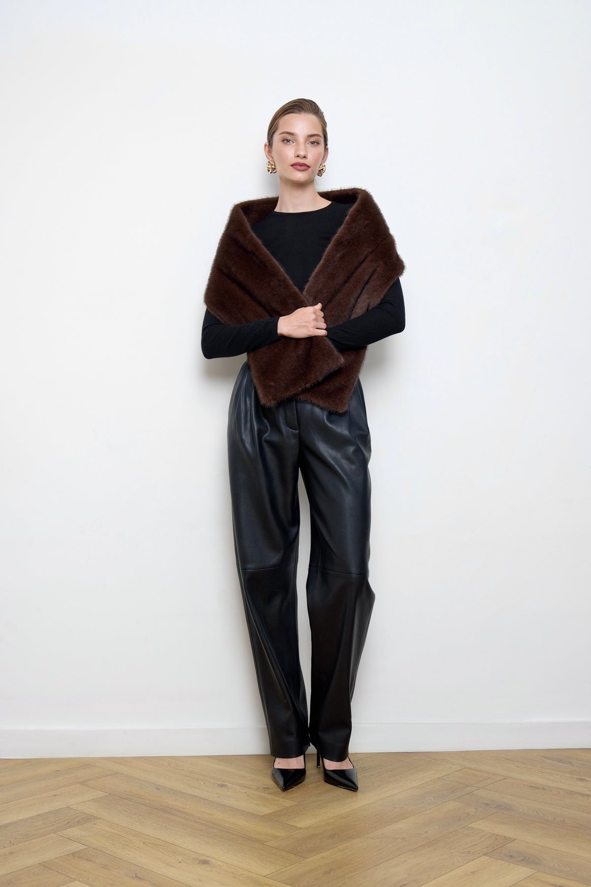 Faux Mink Fur Brown Scarf