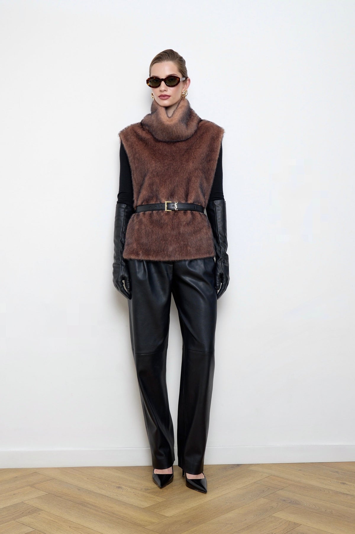 Faux Mink Fur Brown Dickey
