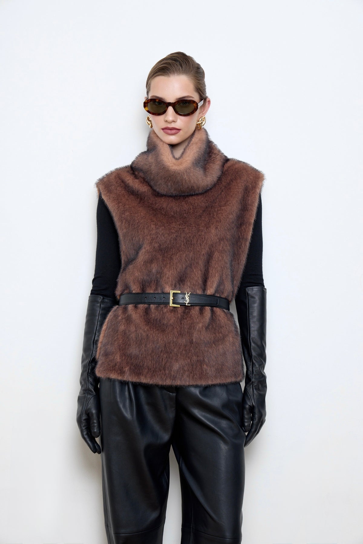 Faux Mink Fur Brown Dickey