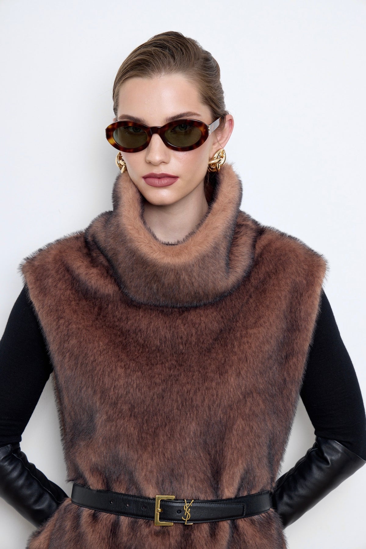 Faux Mink Fur Brown Dickey
