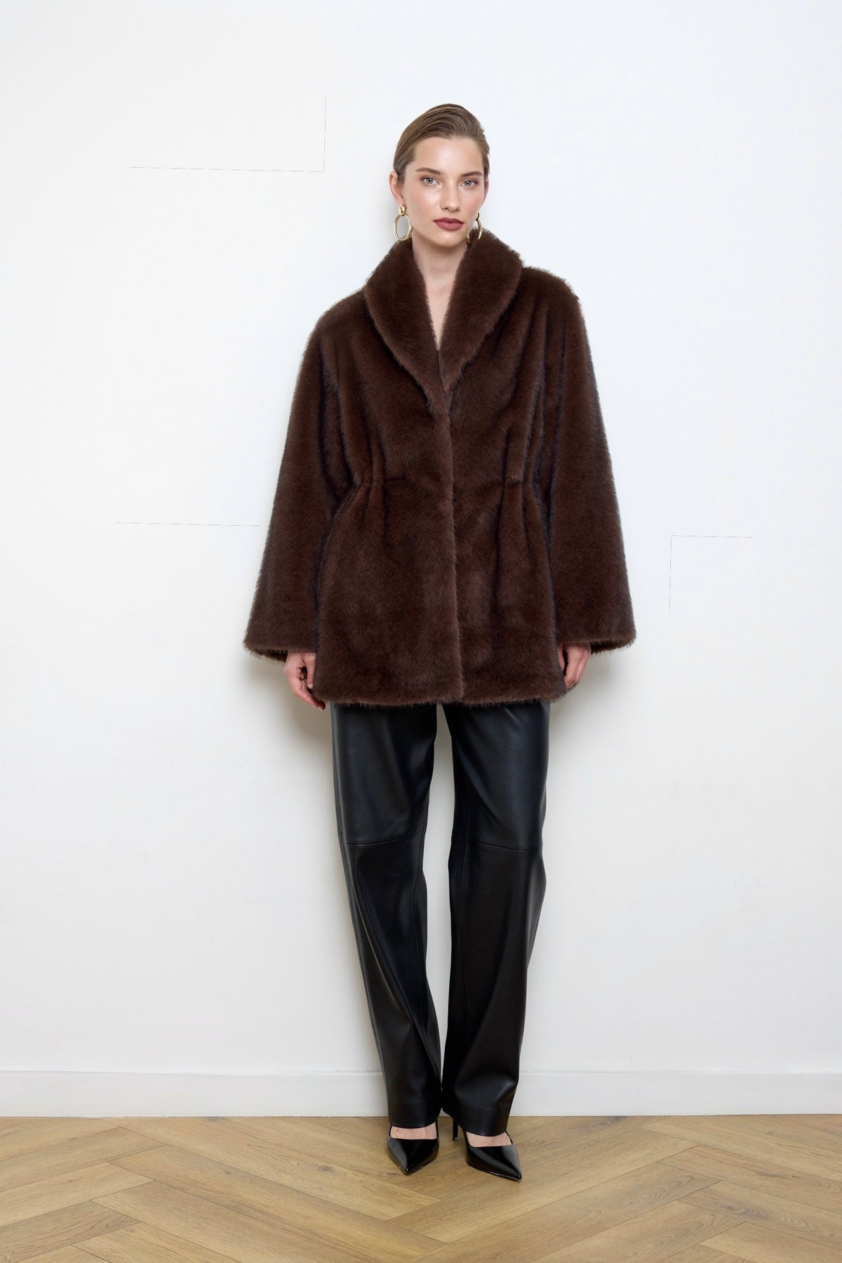 Eva Faux Mink Brown Fur Coat