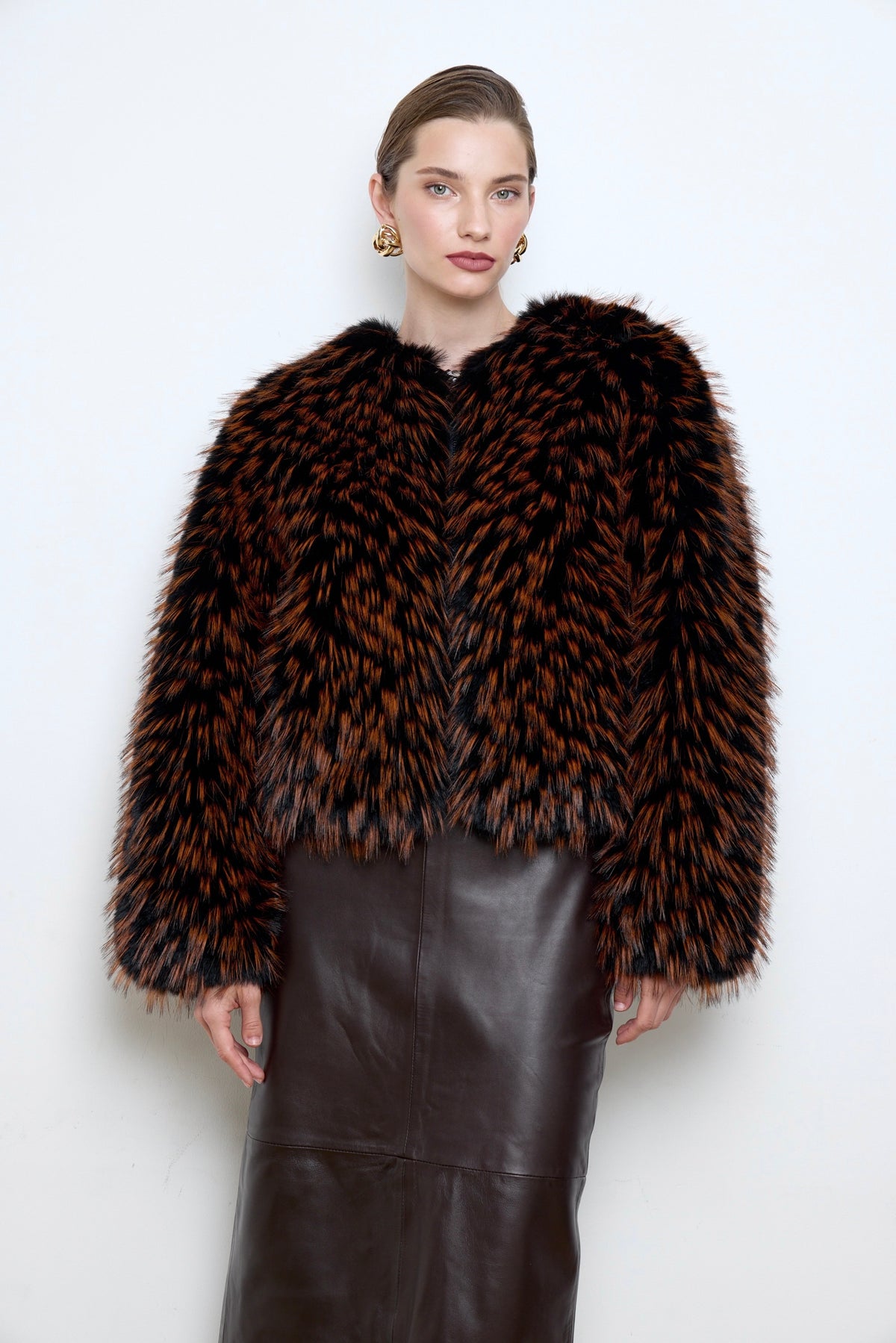 Gilda Bronze Raccoon Faux Fur Bomber