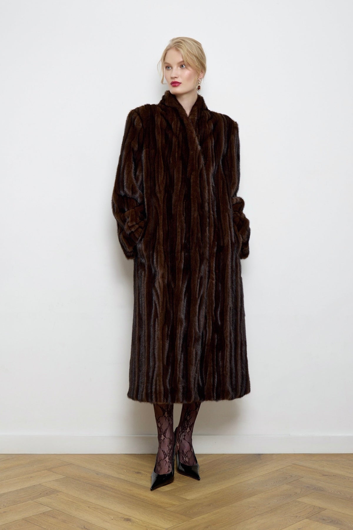Francesca Patchwork Faux Mink Fur Coat