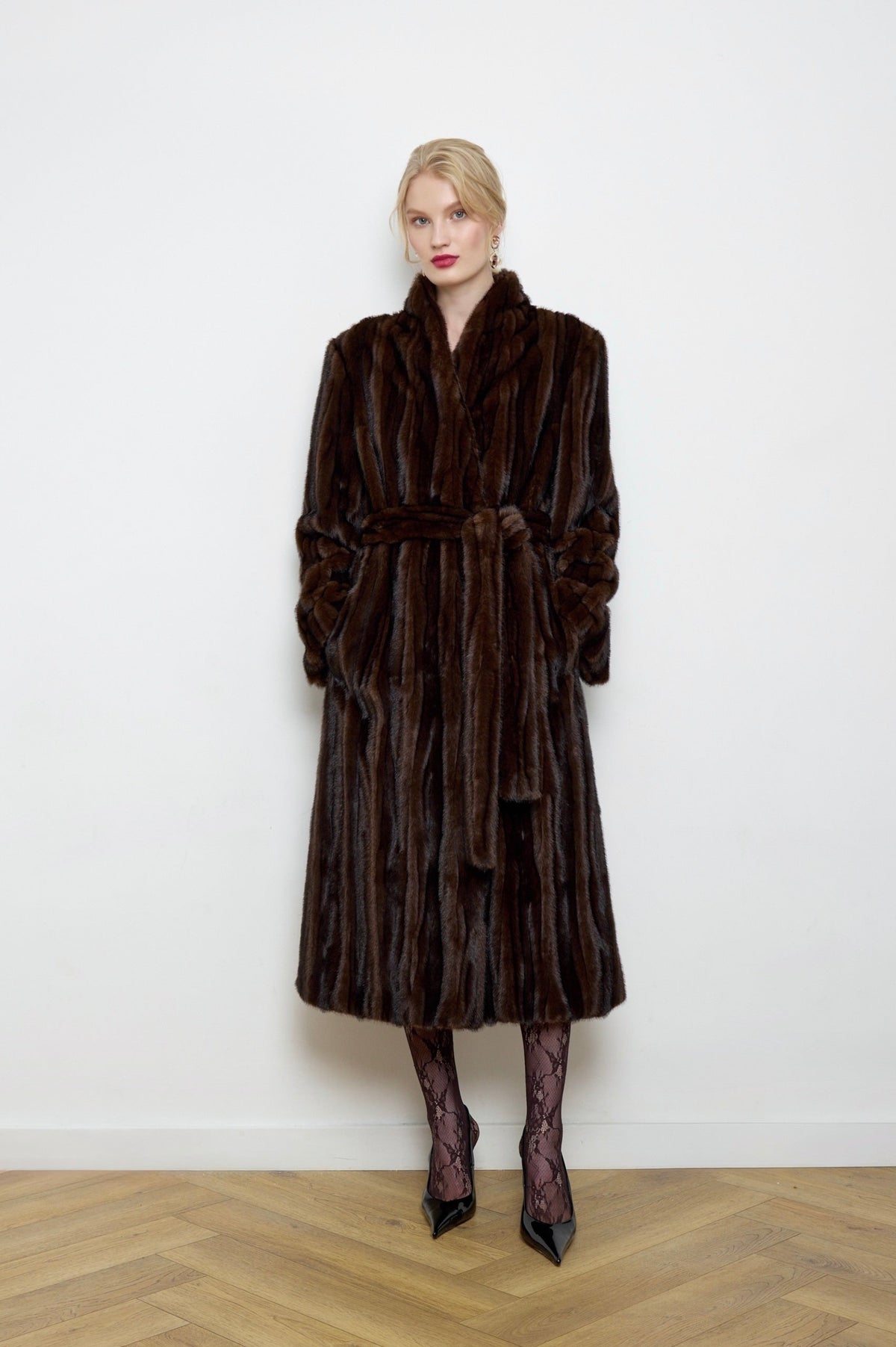 Francesca Patchwork Faux Mink Fur Coat