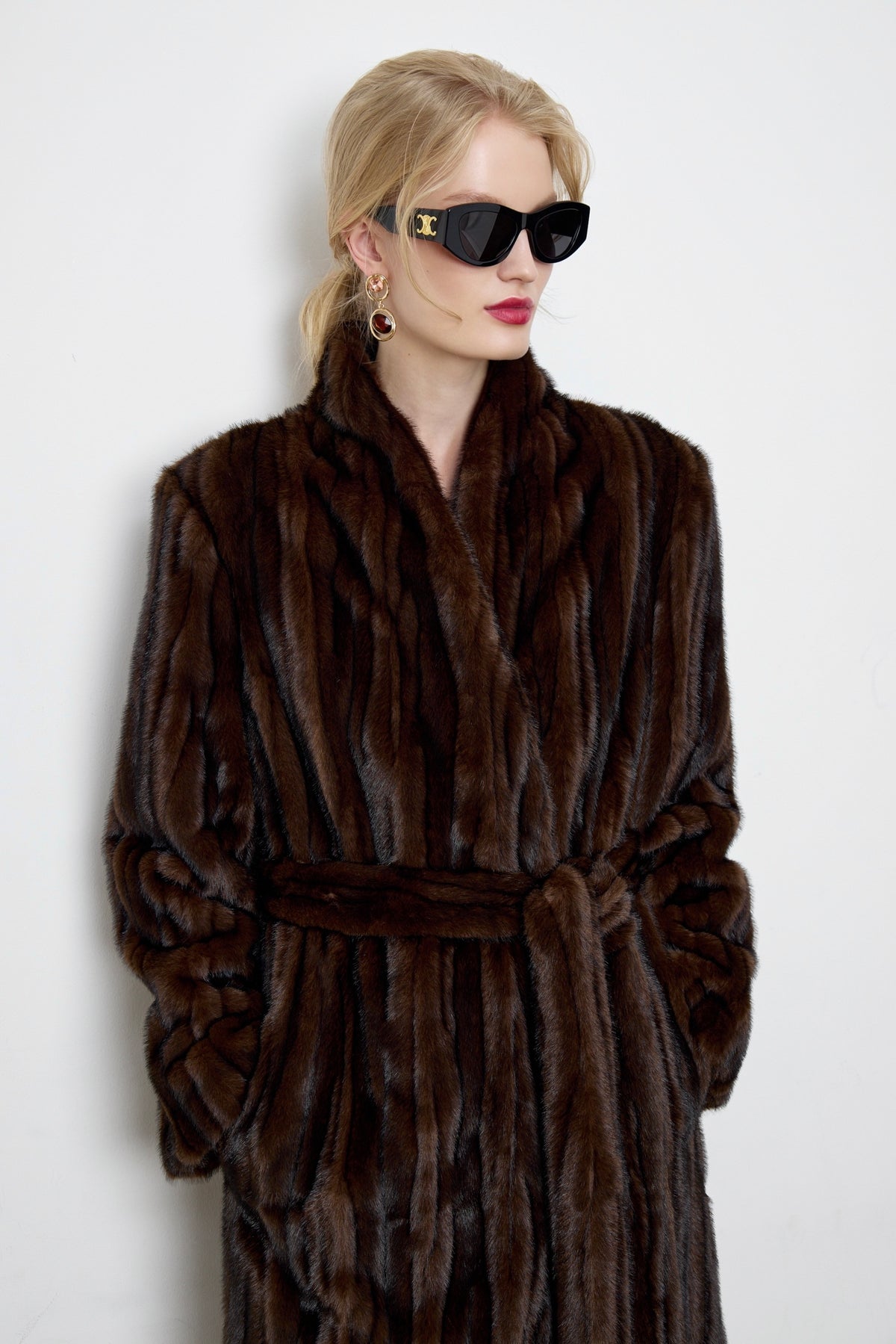 Francesca Patchwork Faux Mink Fur Coat