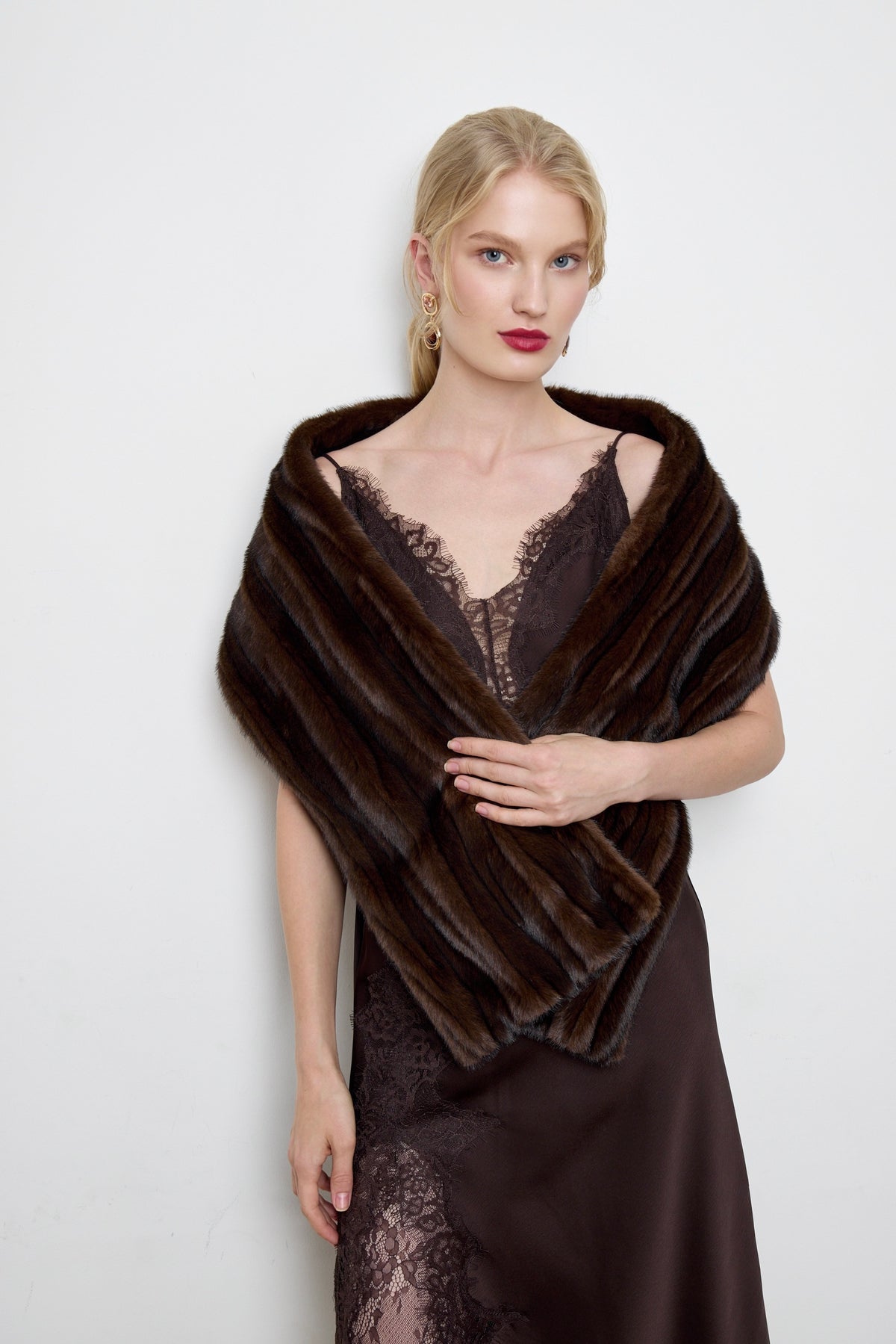 Faux Patchwork Mink Fur Scarf