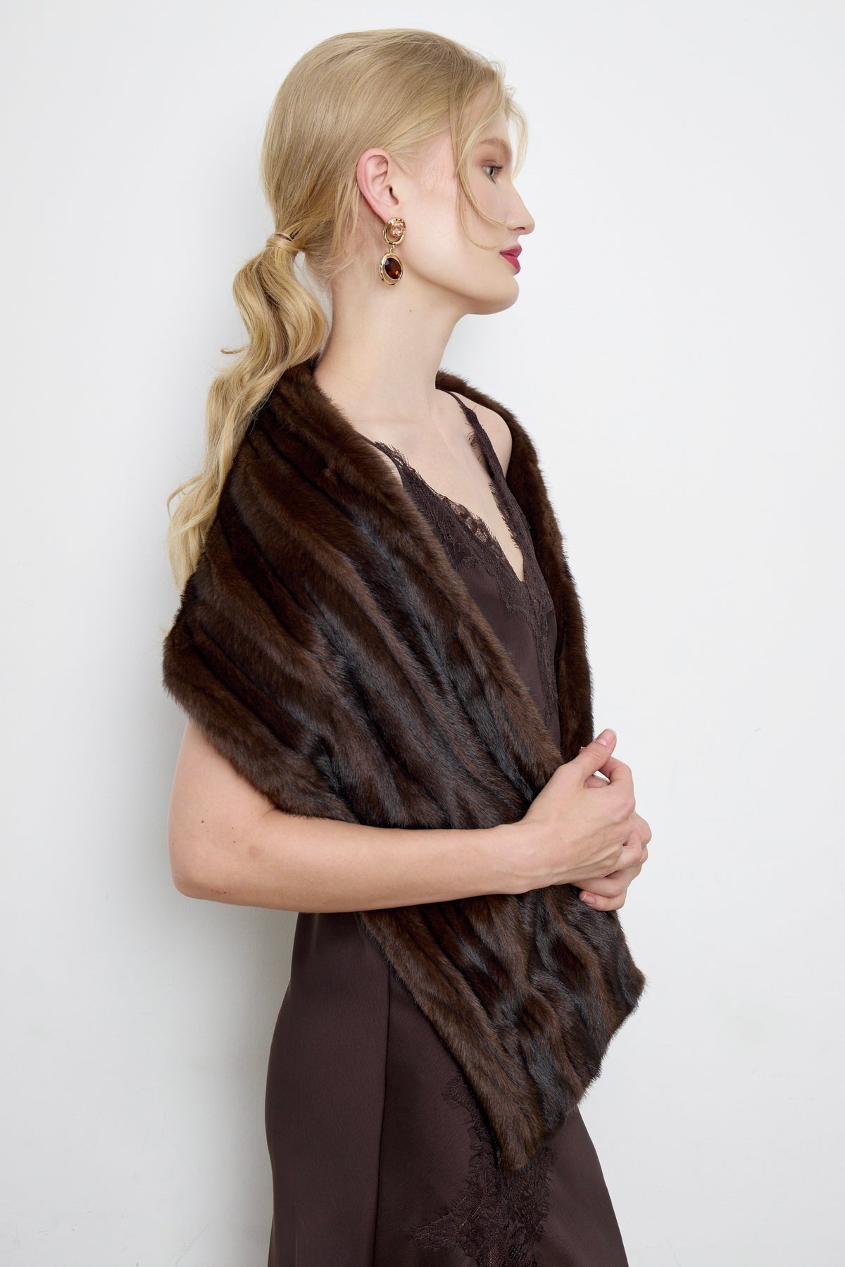 Faux Patchwork Mink Fur Scarf
