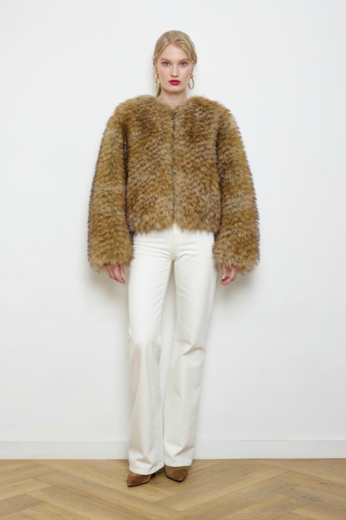 Gilda Brown Raccoon Faux Fur Bomber