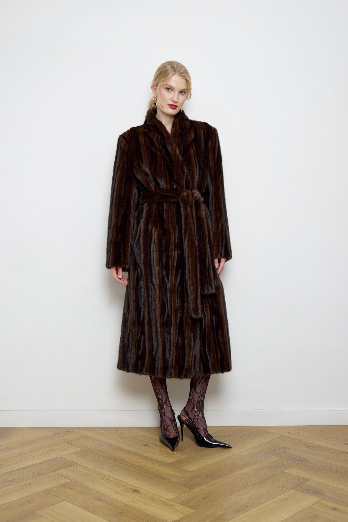 Francesca Patchwork Faux Mink Fur Coat
