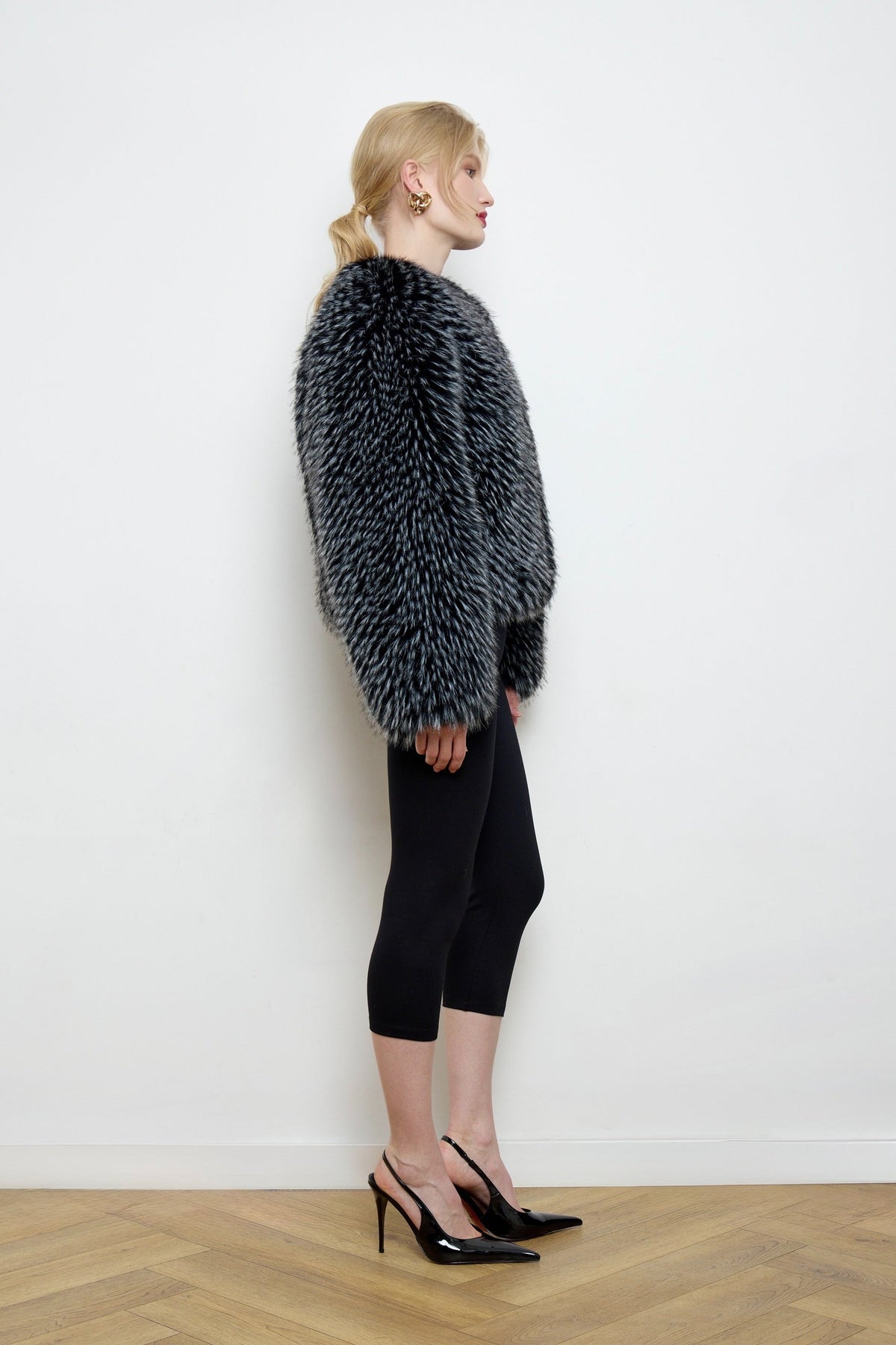 Gilda Black Raccoon Faux Fur Bomber