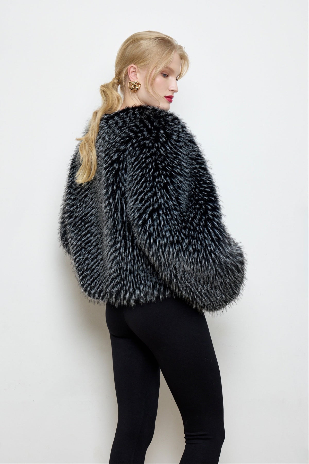 Gilda Black Raccoon Faux Fur Bomber