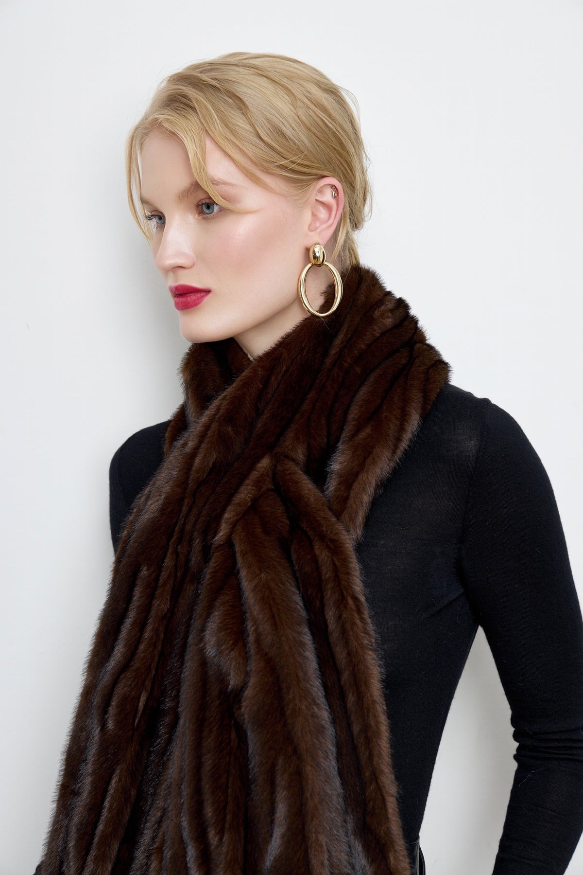 Faux Patchwork Mink Fur Scarf
