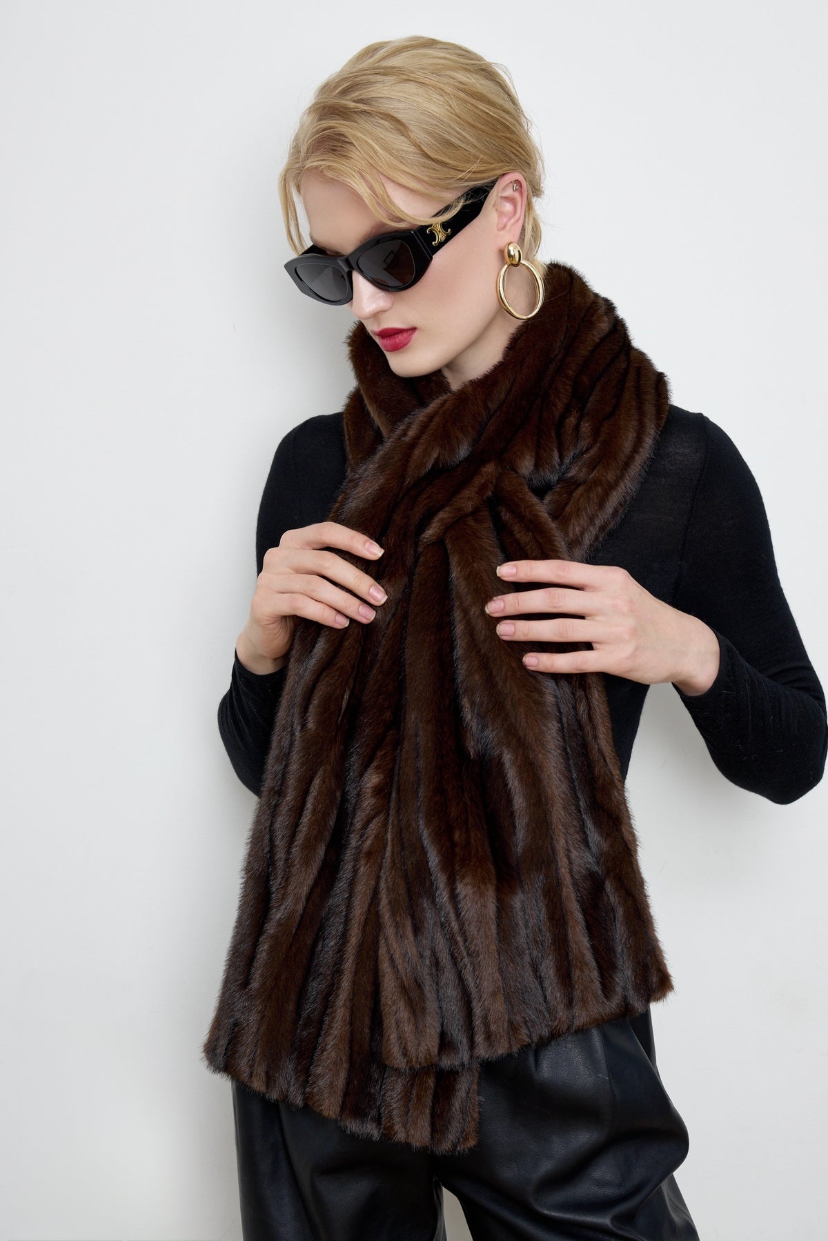 Faux Patchwork Mink Fur Scarf