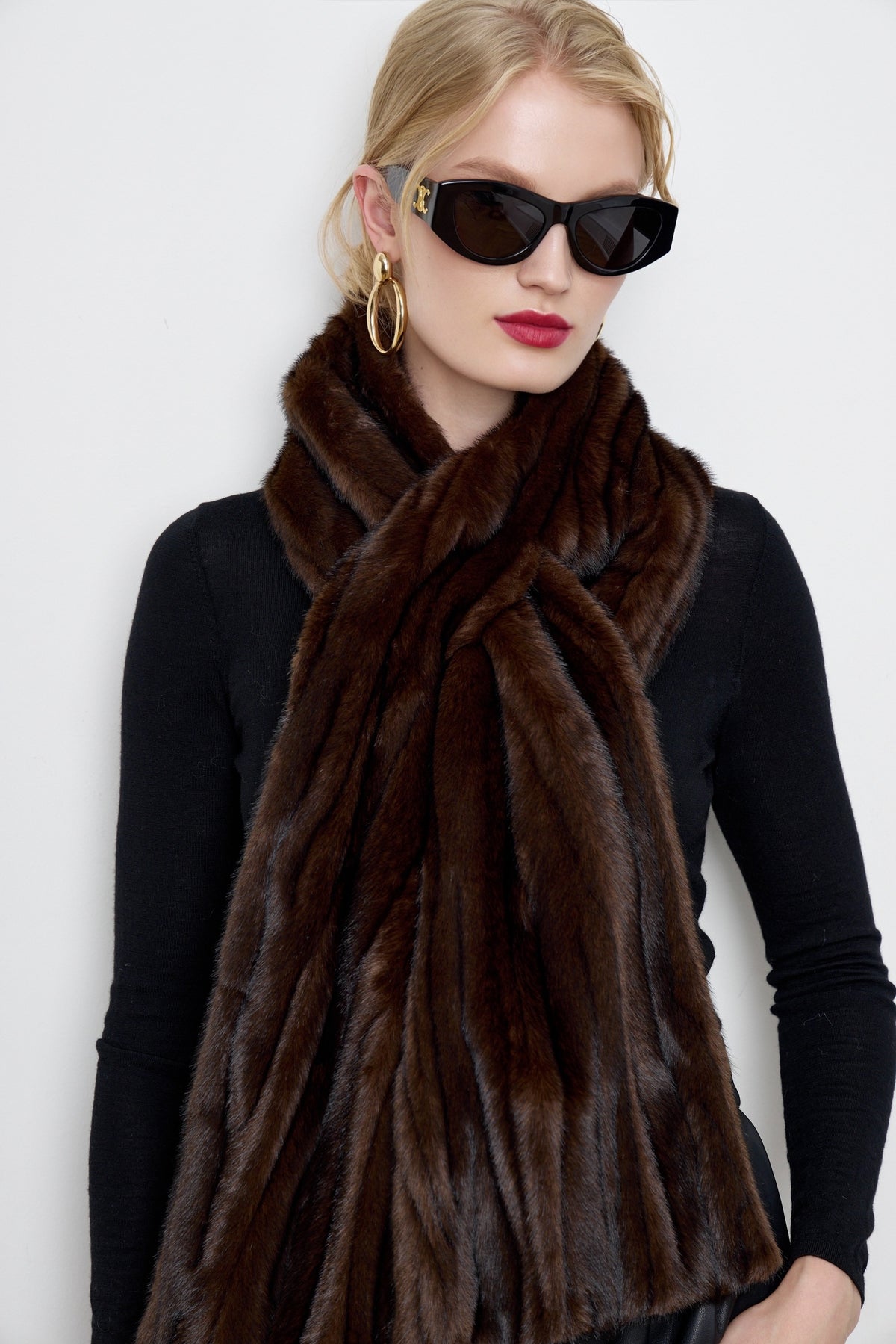 Faux Patchwork Mink Fur Scarf