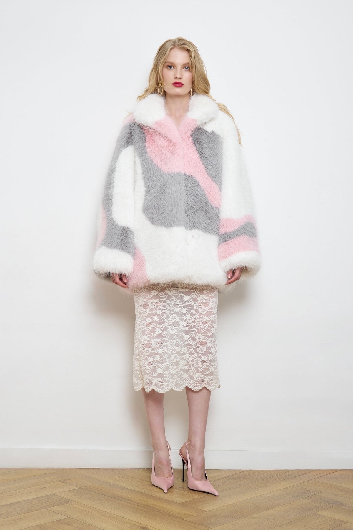 Samantha Snow Hare Faux Fur Coat