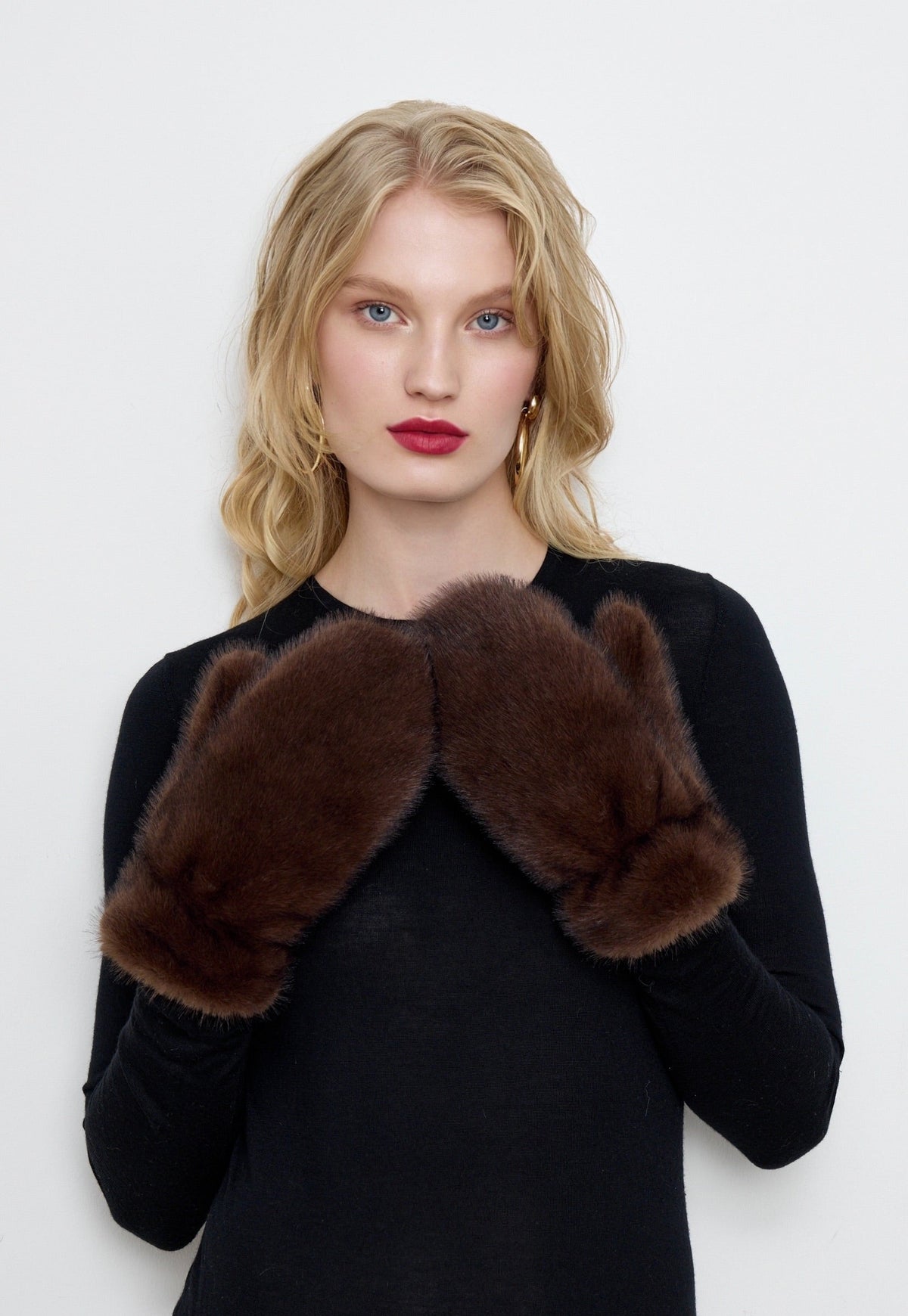 Faux Mink Fur Mittens