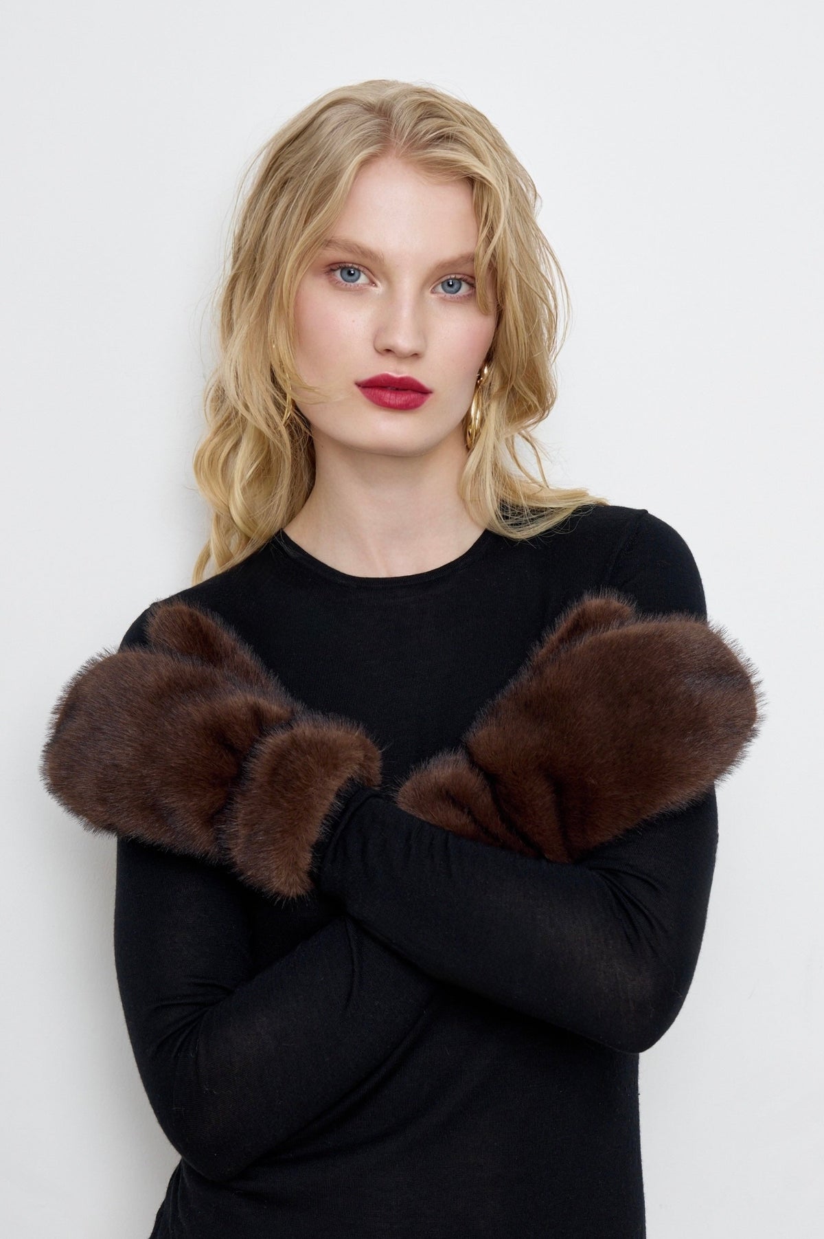Faux Mink Fur Mittens