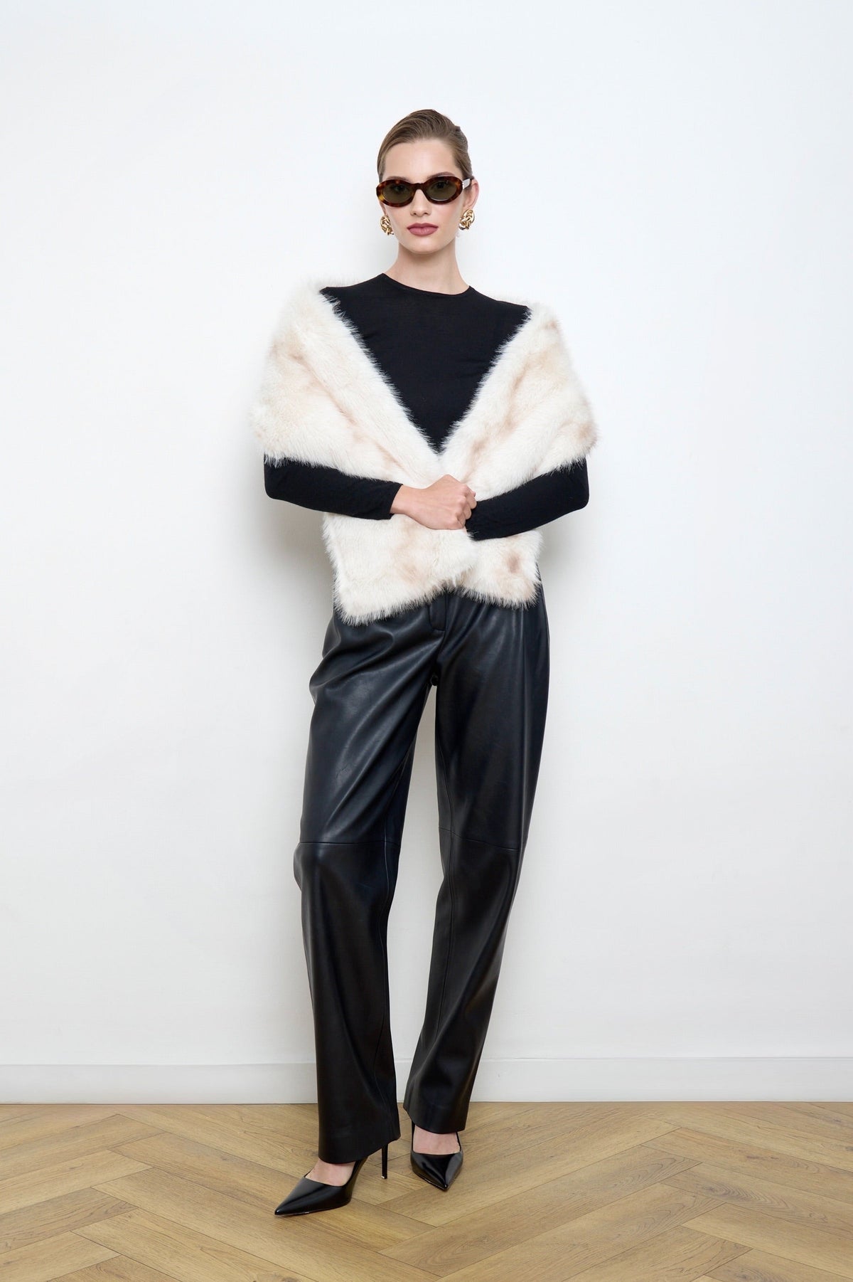Faux Snow Hare Fur Printed Scarf