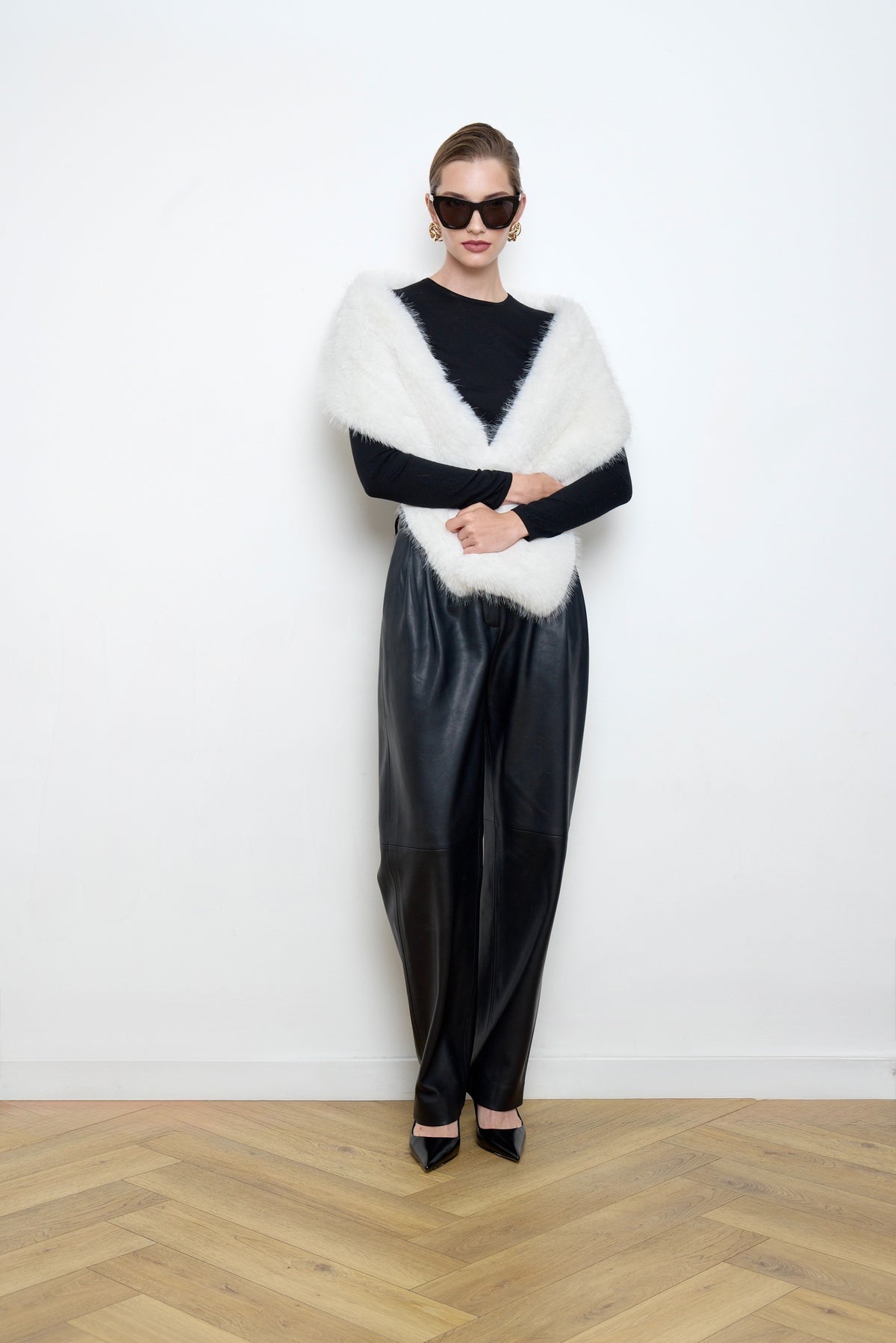 Faux Snow Hare Fur White Scarf
