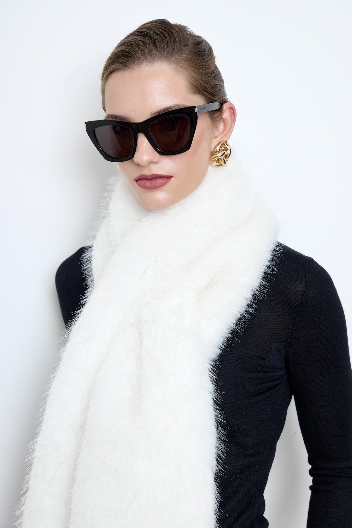 Faux Snow Hare Fur White Scarf