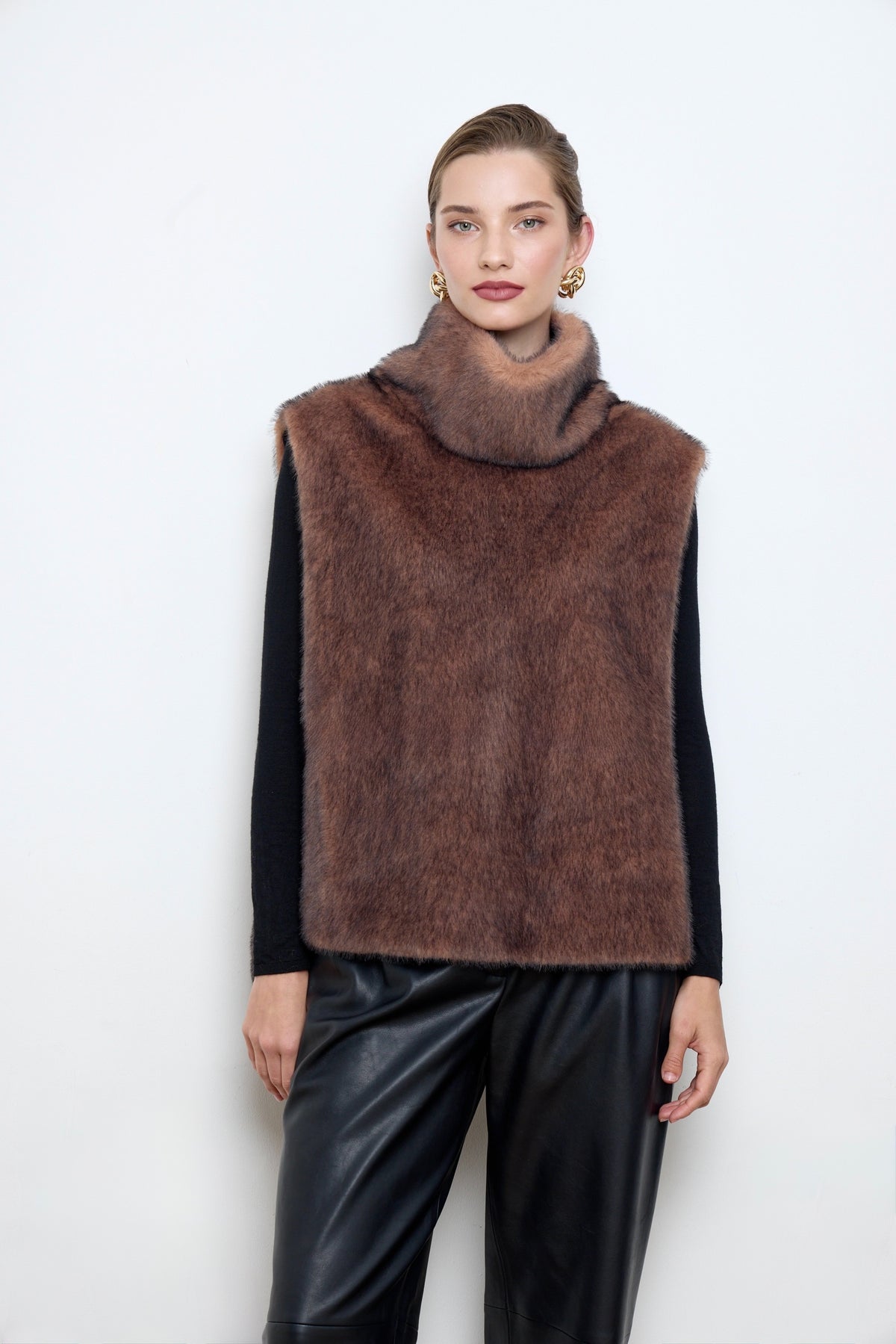 Faux Mink Fur Brown Dickey