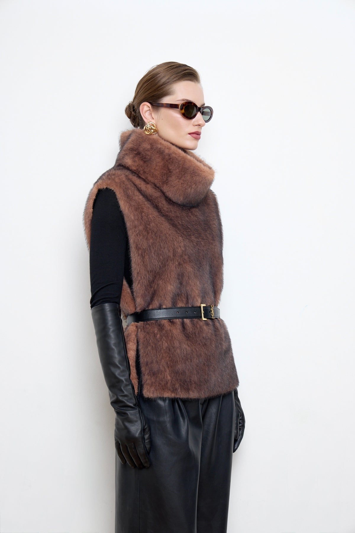 Faux Mink Fur Brown Dickey