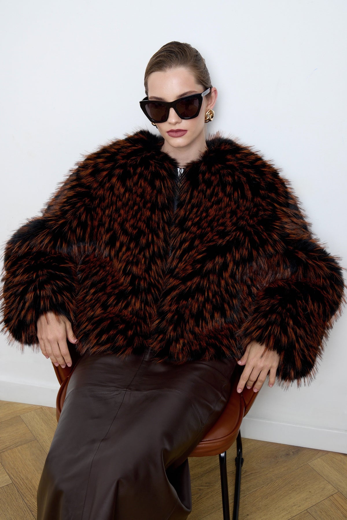 Gilda Bronze Raccoon Faux Fur Bomber