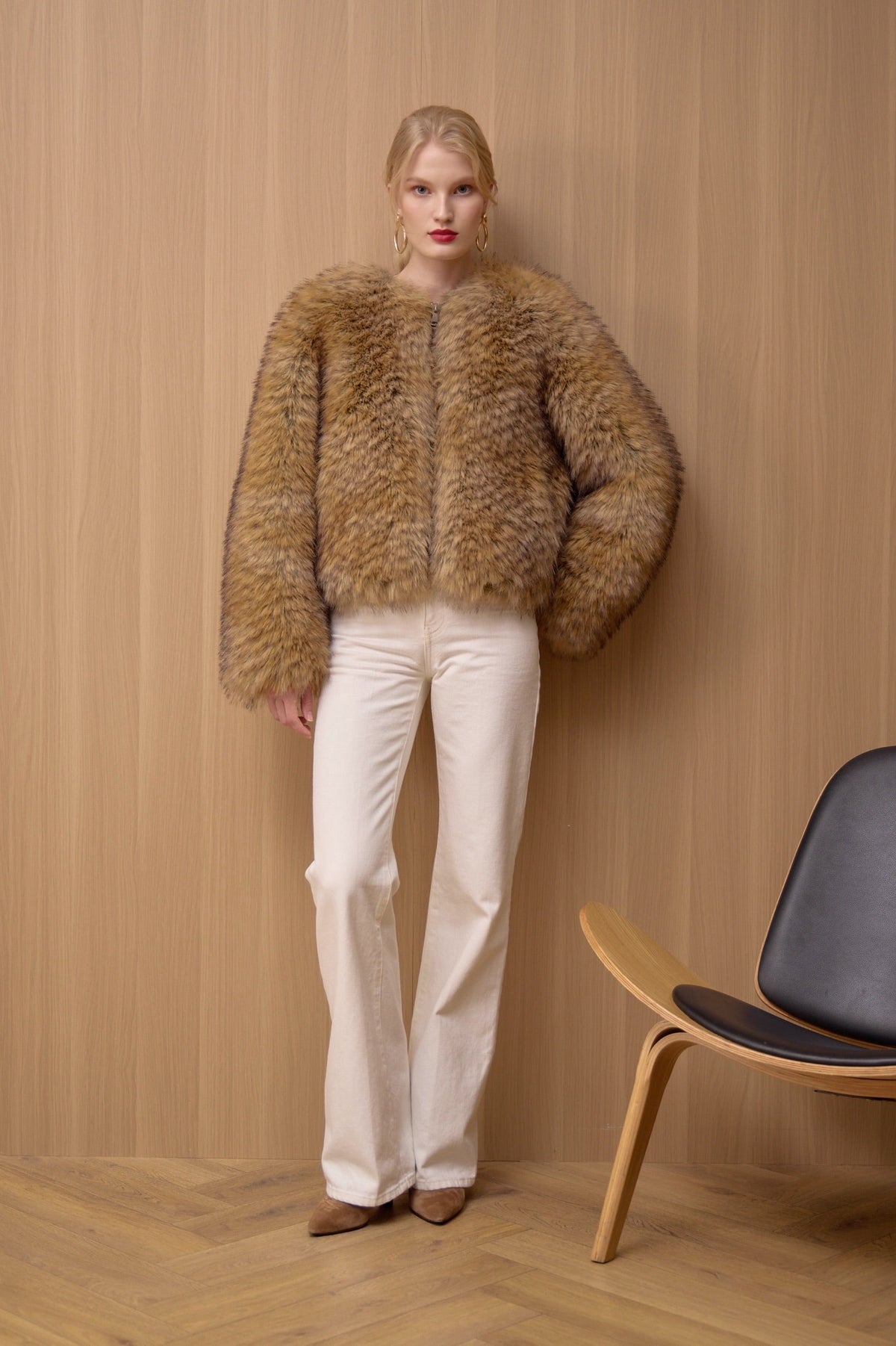 Gilda Brown Raccoon Faux Fur Bomber