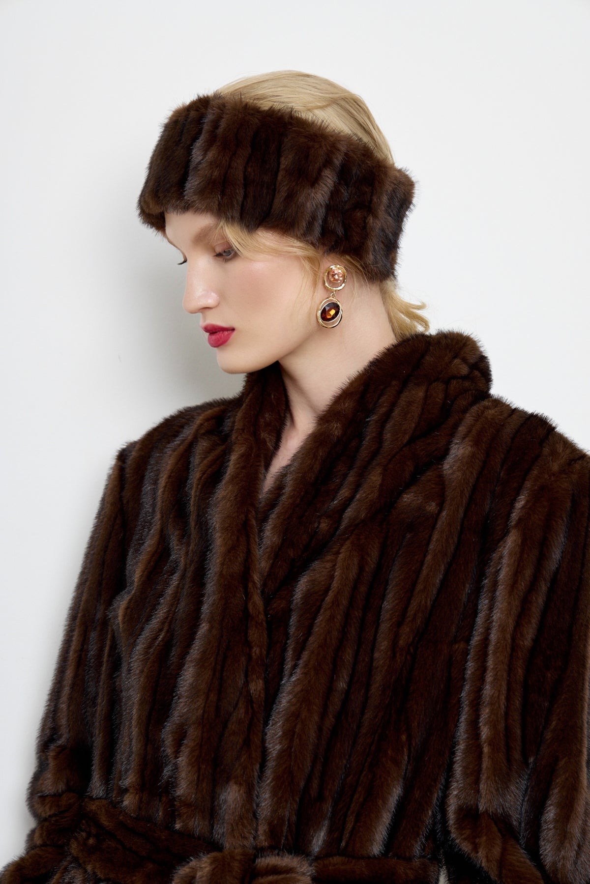 Faux Patchwork Mink Fur Headband