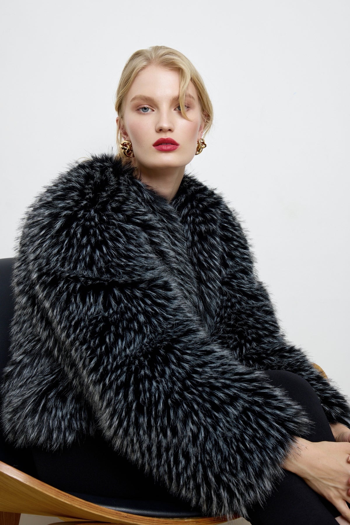Gilda Black Raccoon Faux Fur Bomber
