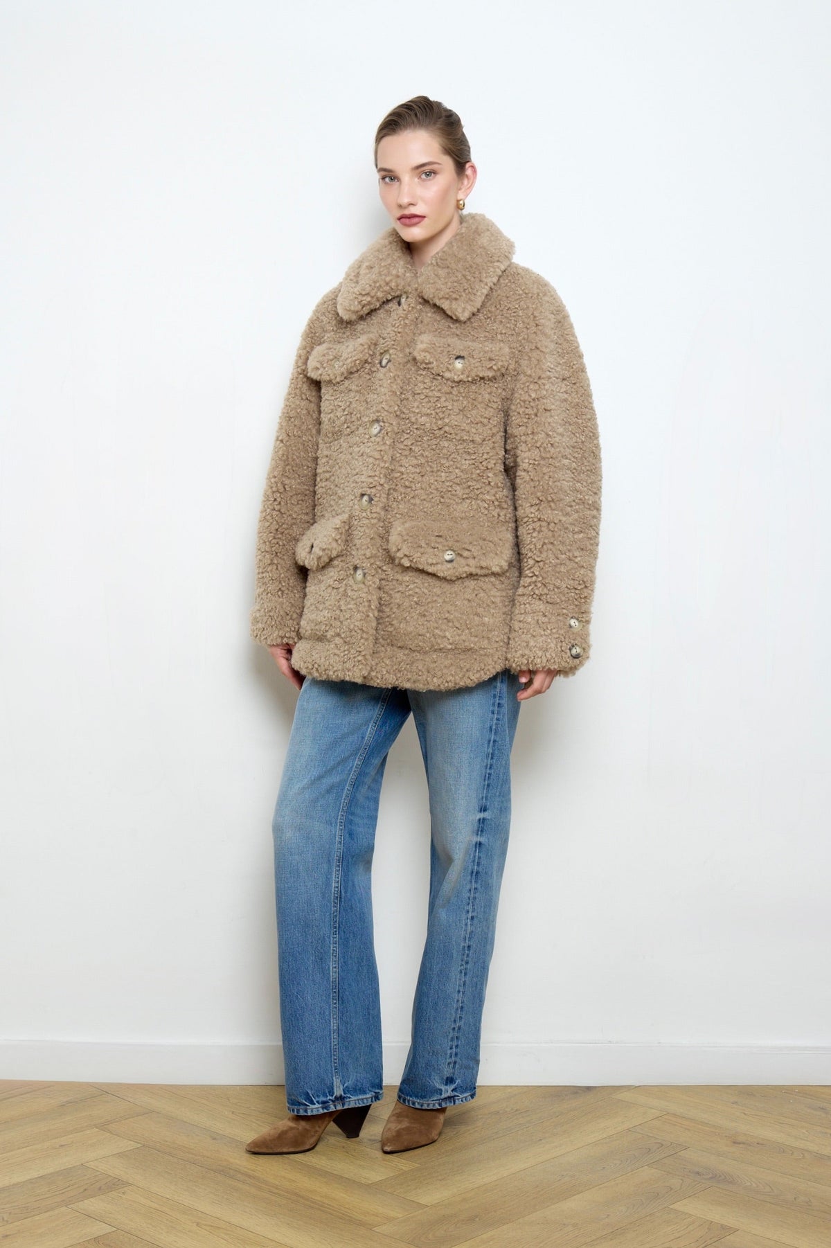 Valery Beige Shearling Faux Fur Coat