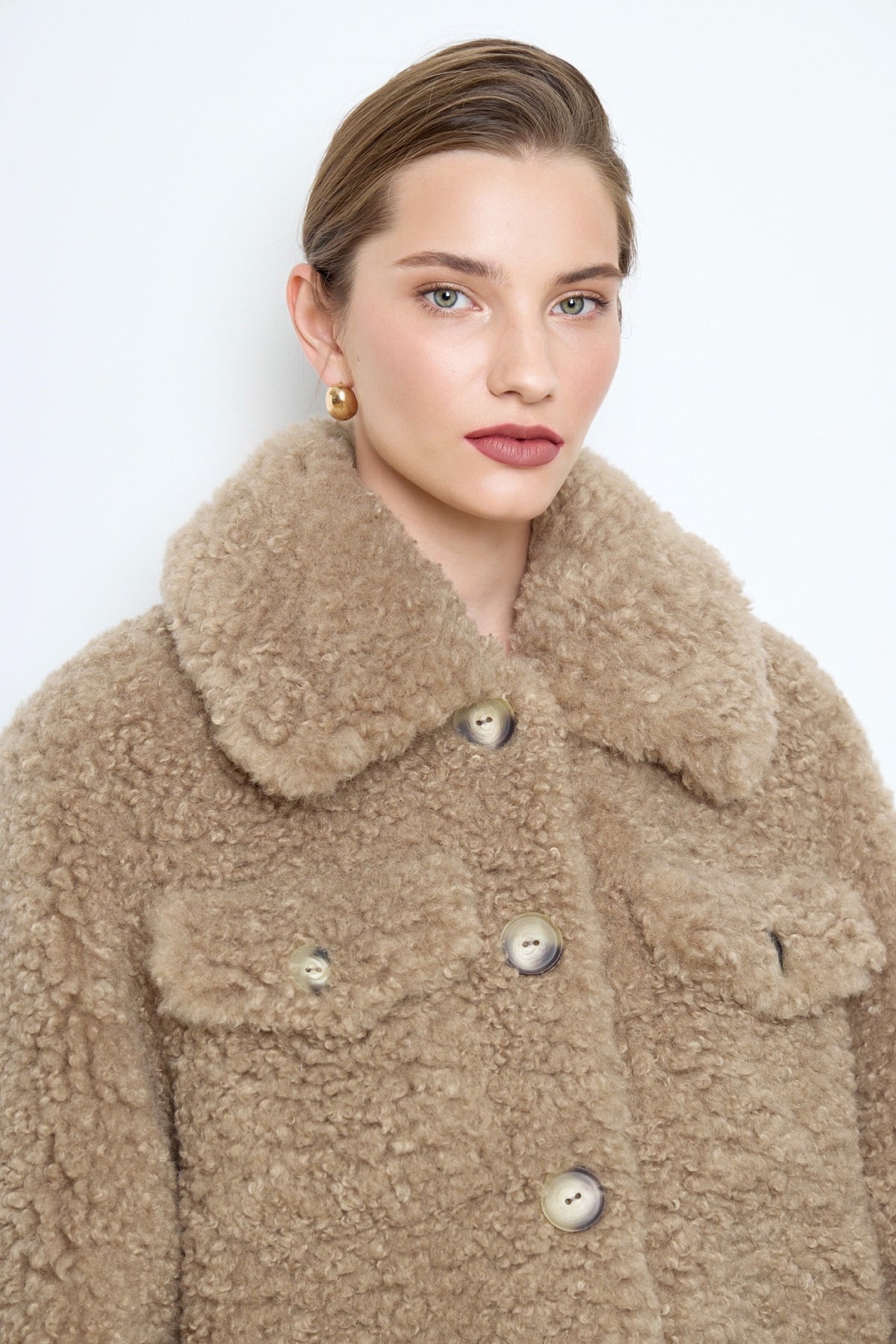 Valery Beige Shearling Faux Fur Coat
