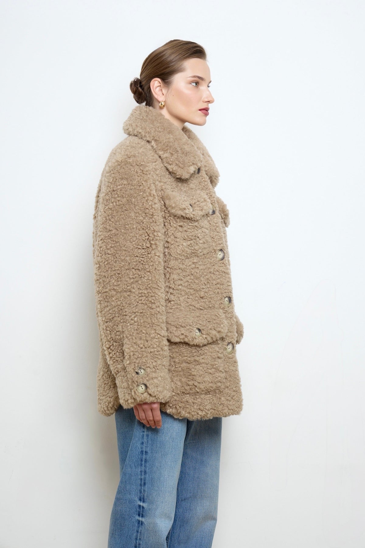Valery Beige Shearling Faux Fur Coat