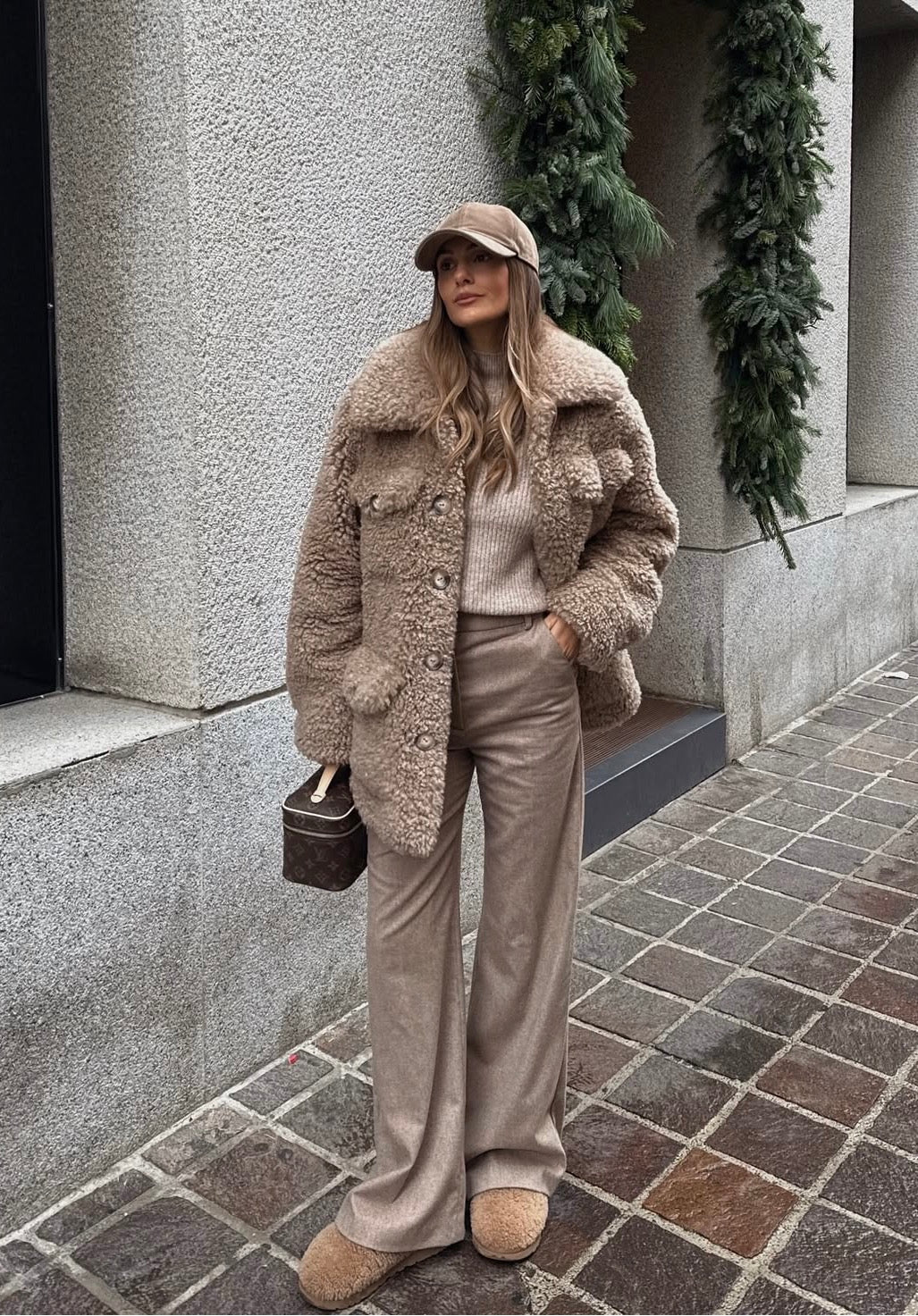 Valery Beige Shearling Faux Fur Coat