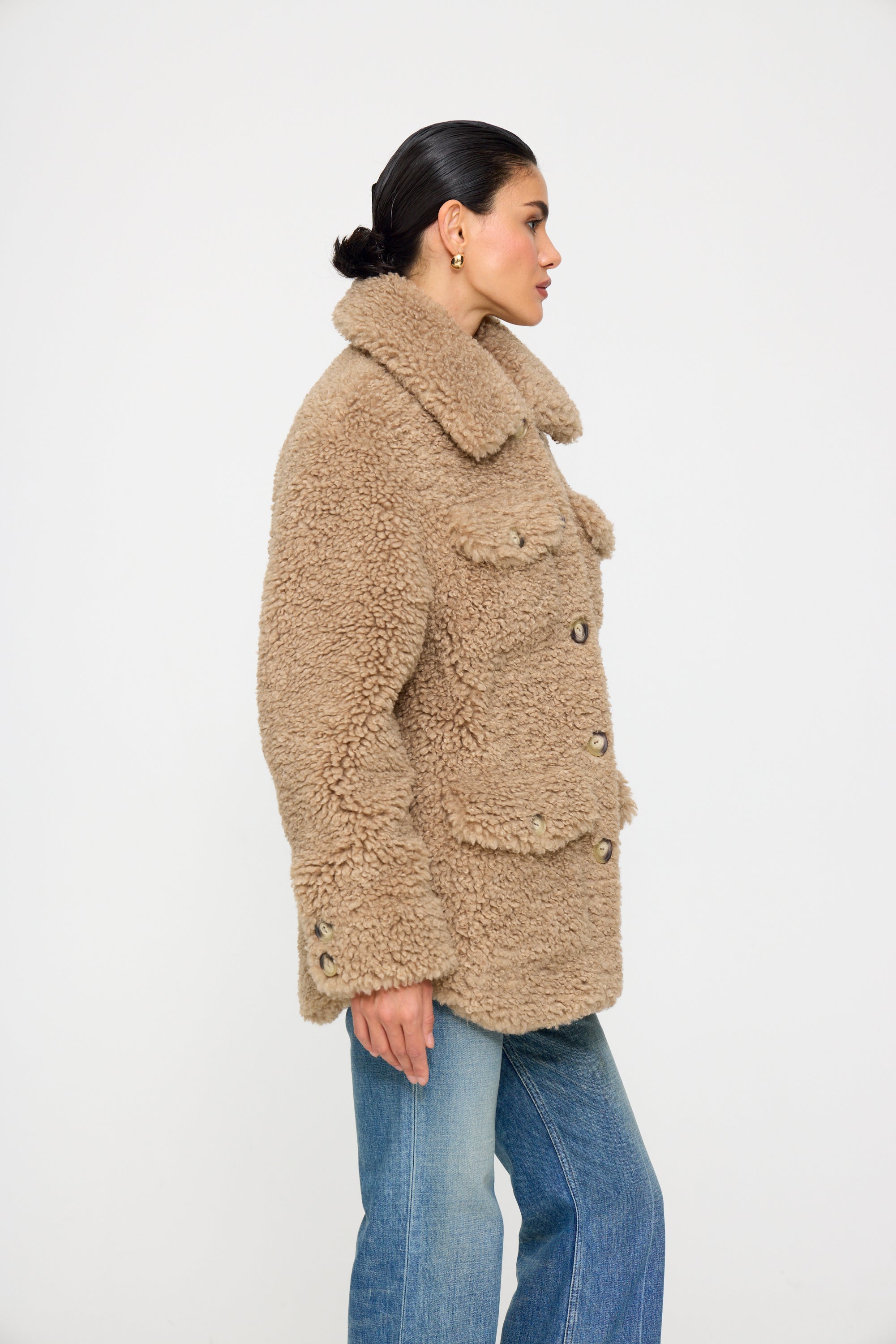Valery Beige Shearling Faux Fur Coat