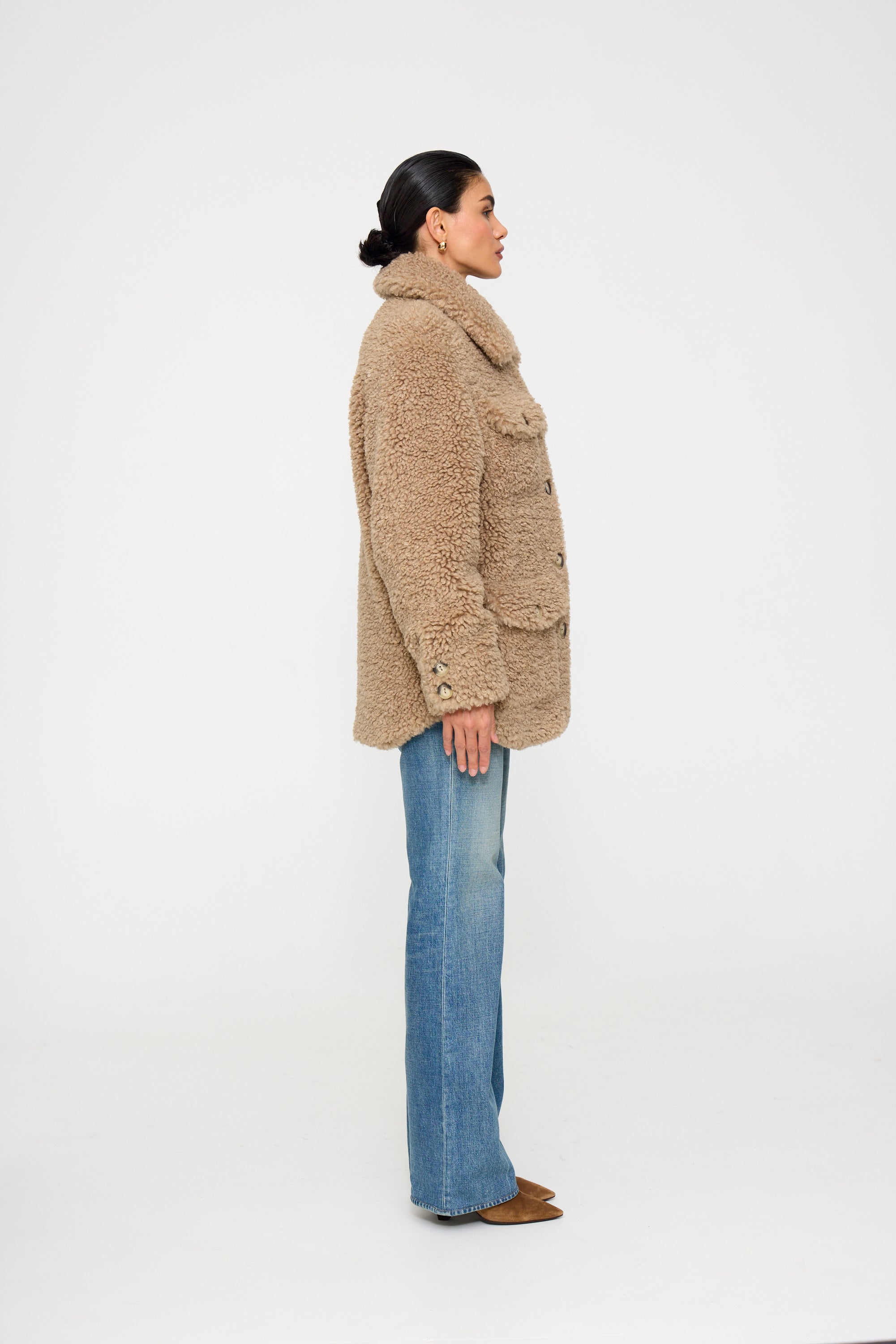 Valery Beige Shearling Faux Fur Coat